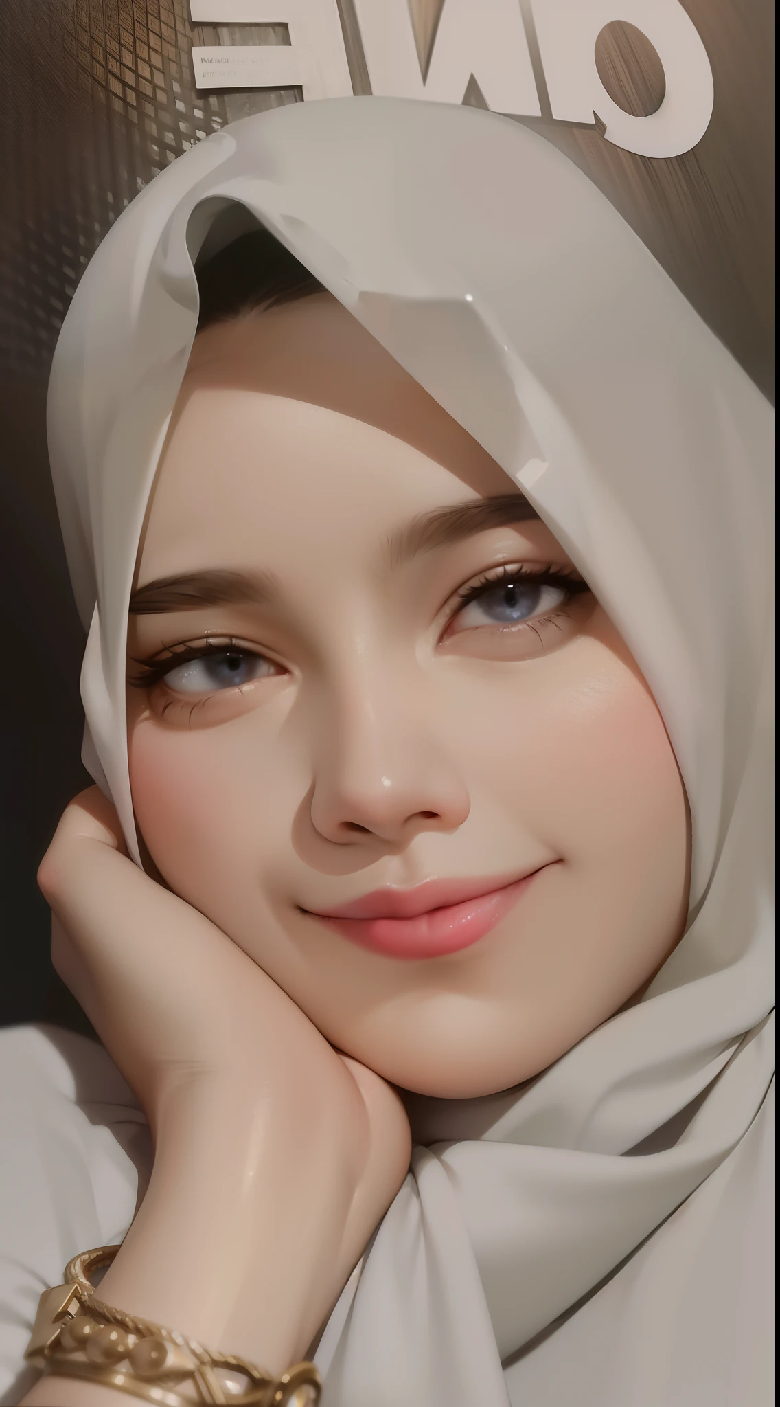 there is a woman wearing a scarf and a watch, faridah malik, close up potrait, headshot profile picture, zenra taliyah, friedly smile, with round face, serena malyon, protrait, potrait, picture, kuntilanak, during sunset, with accurate face, semi realism, face picture, slight glow, old picture, anime style, image fill, masterpiece, textured skin, super detail, high details, high quality, best quality, 1080P, HD, 4K