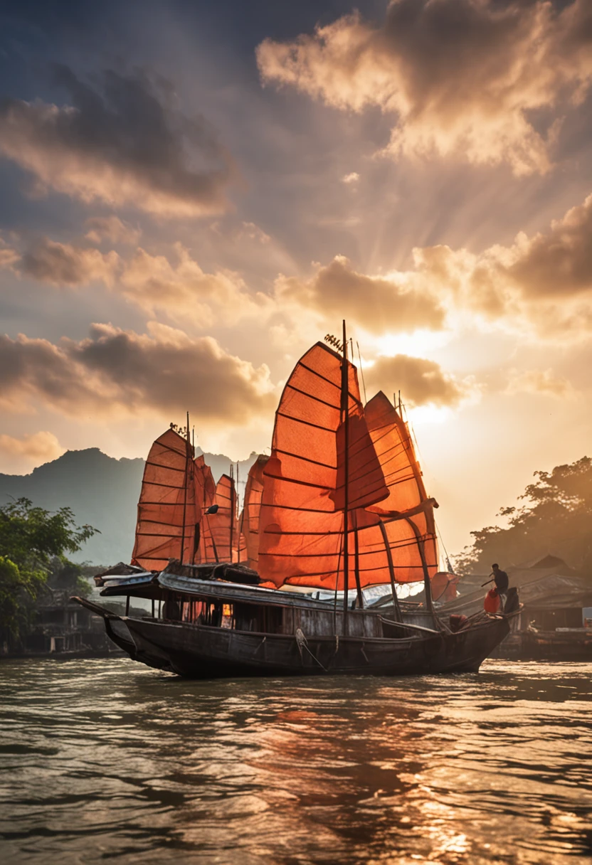 "Scenic view of Vietnam's breathtaking landscapes, bustling cities, and vibrant culture with a touch of tranquility and beauty."