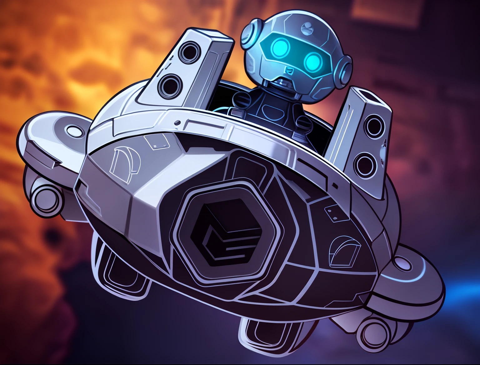 Robot with helmet 3d, space ship gribble, C4D model,crisp 8 k line art, raytrace concept art, lineart behance hd, Official illustration, Clean line art, 3D model, Official concept art