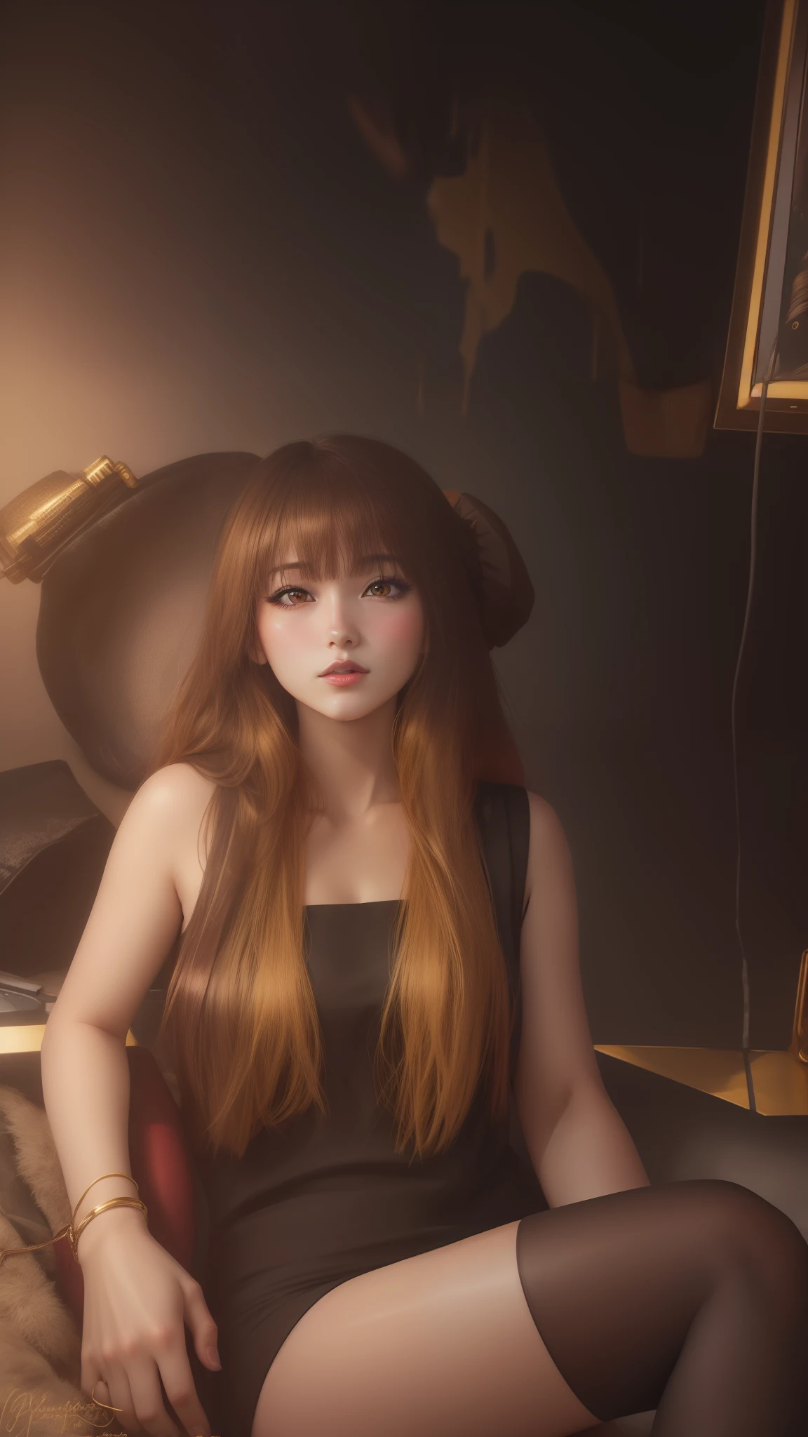 Realistic anime, Colorful Anime、Gold lips, DSLR.