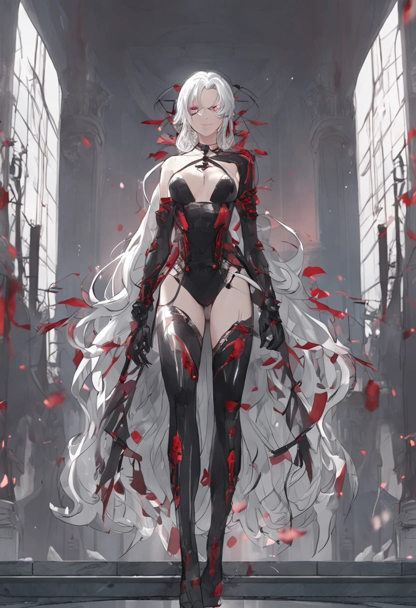 Best Picture Quality,White hair and red eyes,S-shaped body,Wears black openwork underwear,spread their legs,Realistis ,Expose the upper body