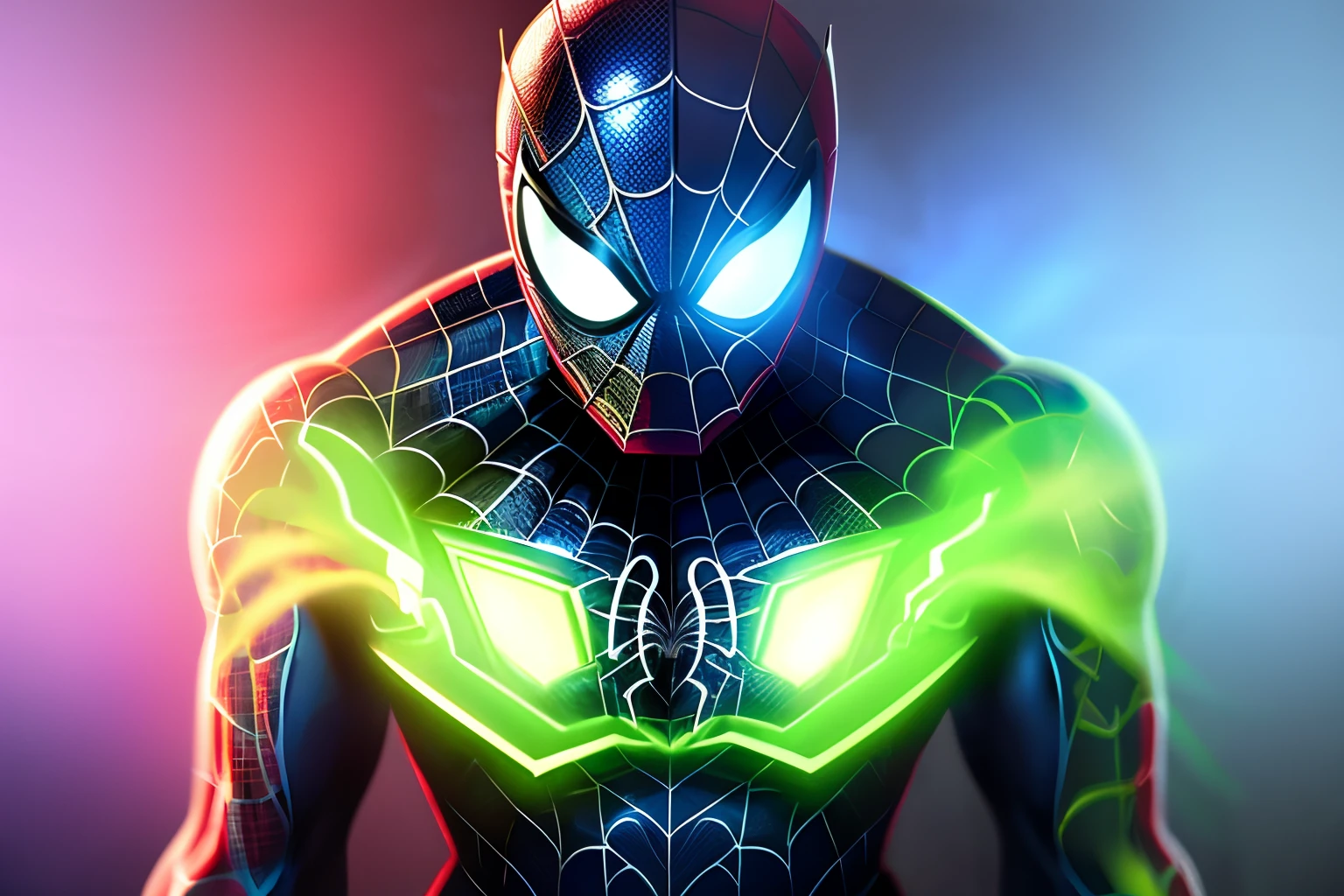 Spider-Man and incredible Hulk realistic images, greenish lighting, Glowing, Ultra photo realsisim, trending on artstationh, High quality wallpaper, Highly detailed, Beautiful, Award-winning, fantasy, Colorful, Epic, Legendary, Futuristic, Legendary, Powerful, illusory engine