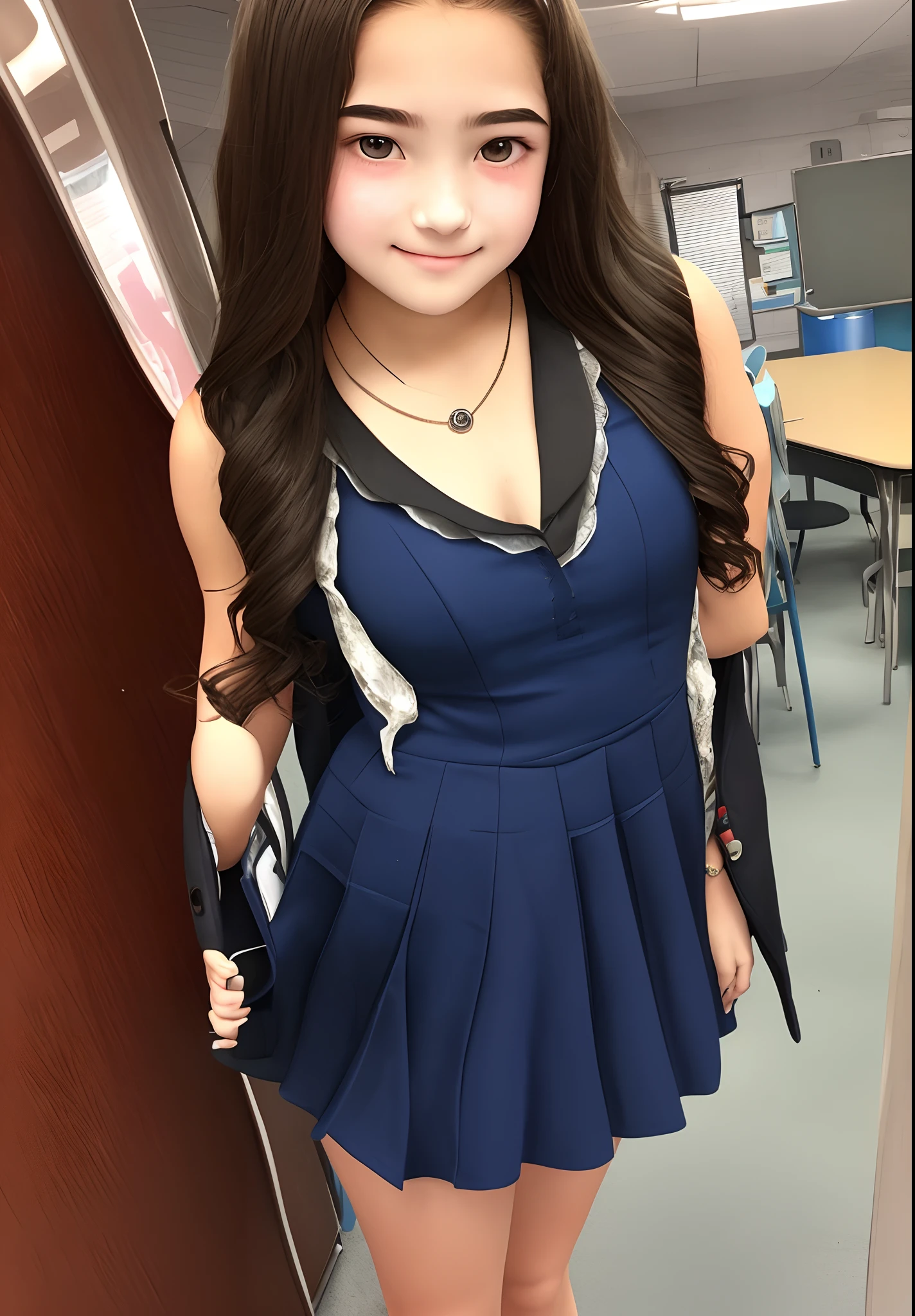 Teen girl in hot school dress