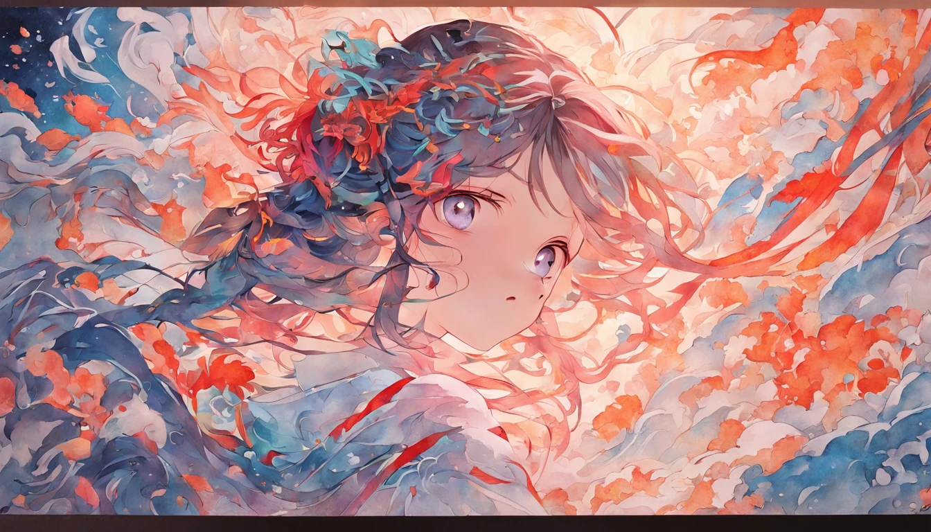 (White background:1.4),(Silhouette of a girl's head, Eyes closed, colorfull long hair, Oriental elements)，(Chinese illustration:1.3，paper art:1.3, Quilted paper art:1.2),( reasonable design, Clear lines, High sharpness,Best quality, Very detailed, Masterpiece, movie light effect, 4K )