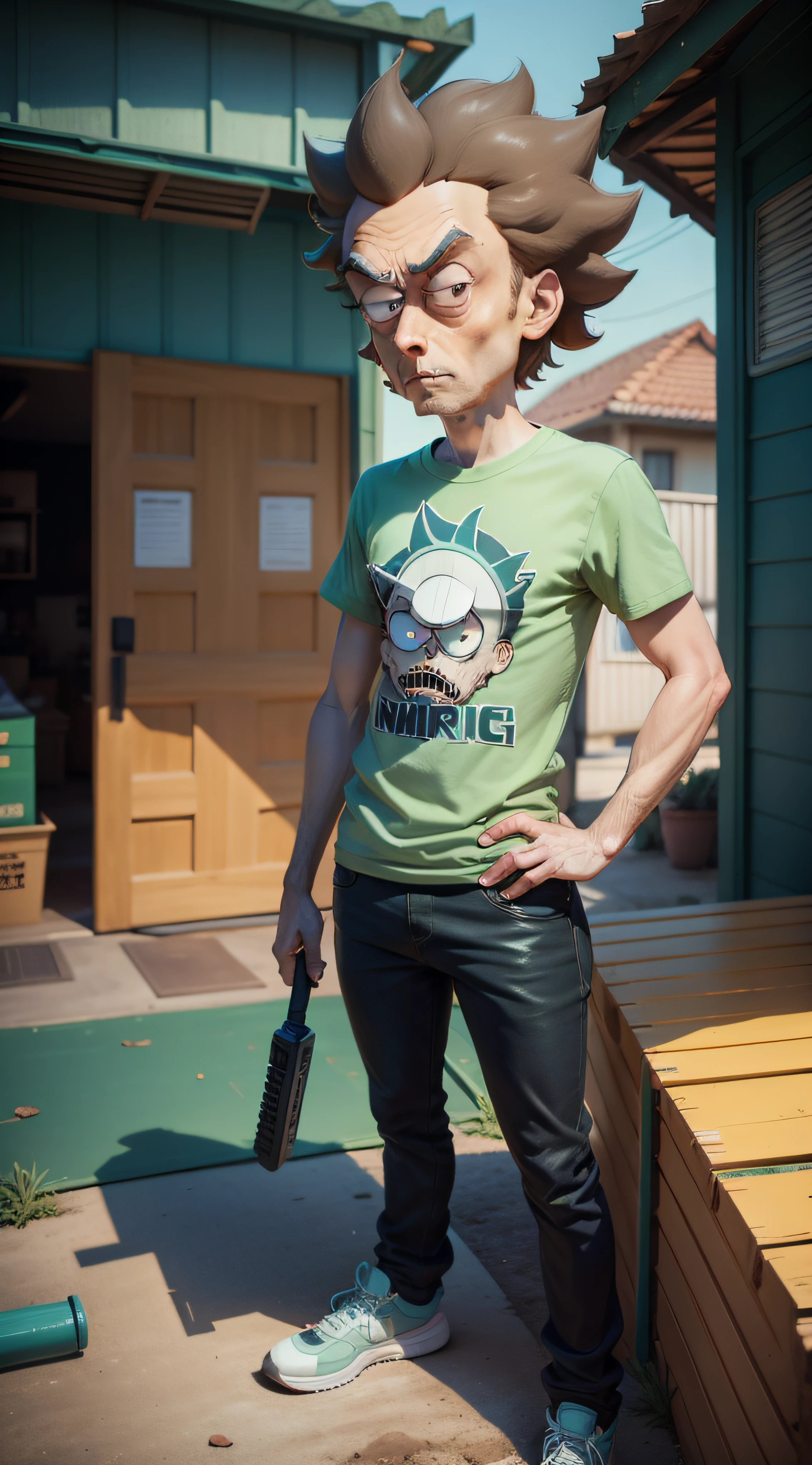 crie o Rick da serie Rick e Morty em sua garagem