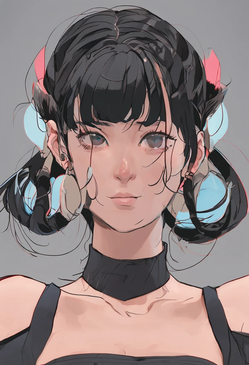 black hair, hair bobbles, wince, longeyelashes, solid circle eyes, fake animal ears, light smile, ear blush, fang, Surrealism, drop shadow, anaglyph, stereogram, tachi-e, pov, atmospheric perspective, depth of field, chiaroscuro, chiaroscuro, chiaroscuro, chiaroscuro, 8k, super detail, ccurate, best quality