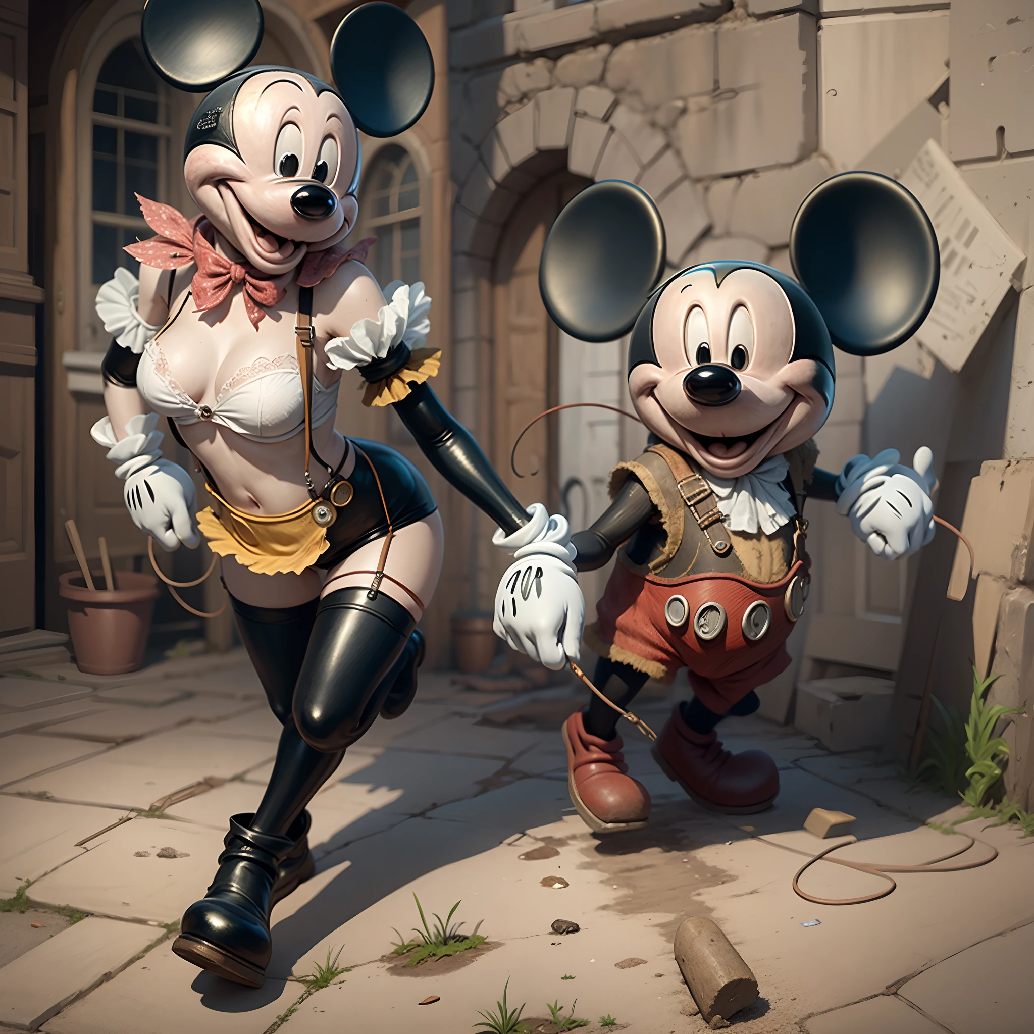 malicious Minie Mouse, ciberpunk, latex, stockings with suspender
