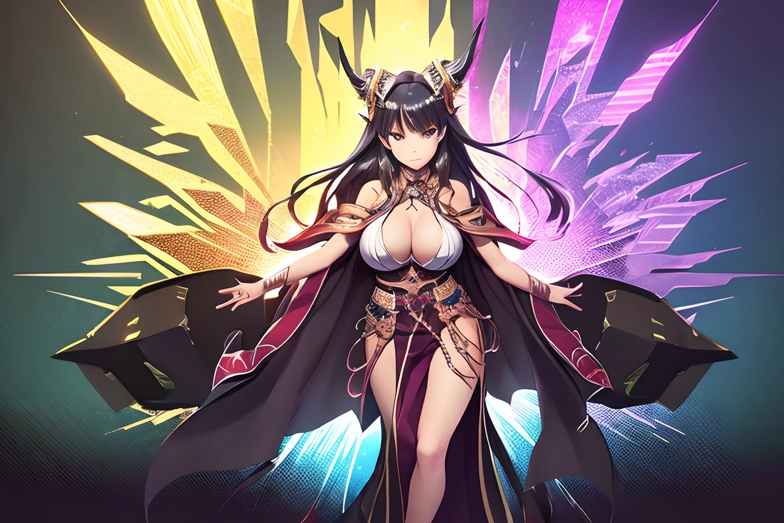 dolman, TM Ninja, Poster style, pictogram, Vibrant, colorful, vectorstyle, Digital art, 4K, Intricate details, big breasts enchanting, Professional manufacturing, Beautiful vector illustration, 12k resolution, 。.3D, All characters in detailed full body, Highly detailed, vibrant, Ultra high quality, hyper photorealism, Photorealism, rendering by octane]