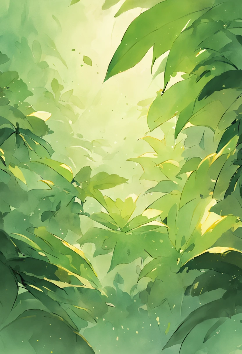 simple backgound，green leaf, Mangosteen, watercolor paiting， full color digital illustration ，Two or three mangosteensteen