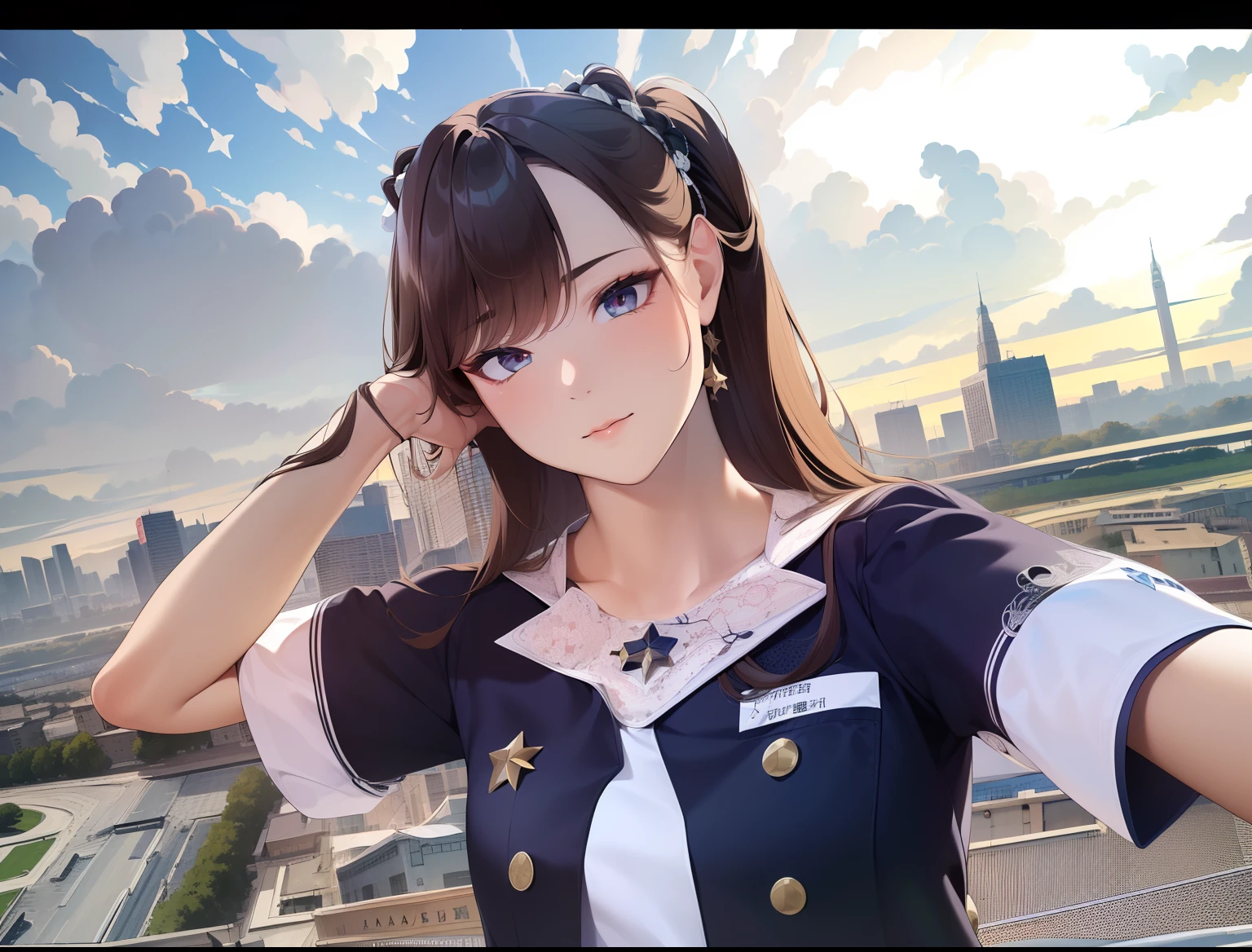 ((masterpiece)),(((best quality))),(character design sheet, same character, front, side, back), illustration, 1 girl, hair color, bangs, hairstyle fax, eyes, environment change scene, Hairstyle Fax, Pose Zitai, Female, Shirt Shangyi, Star, Charturnbetalora, (simple background, white background: 1.3), --6