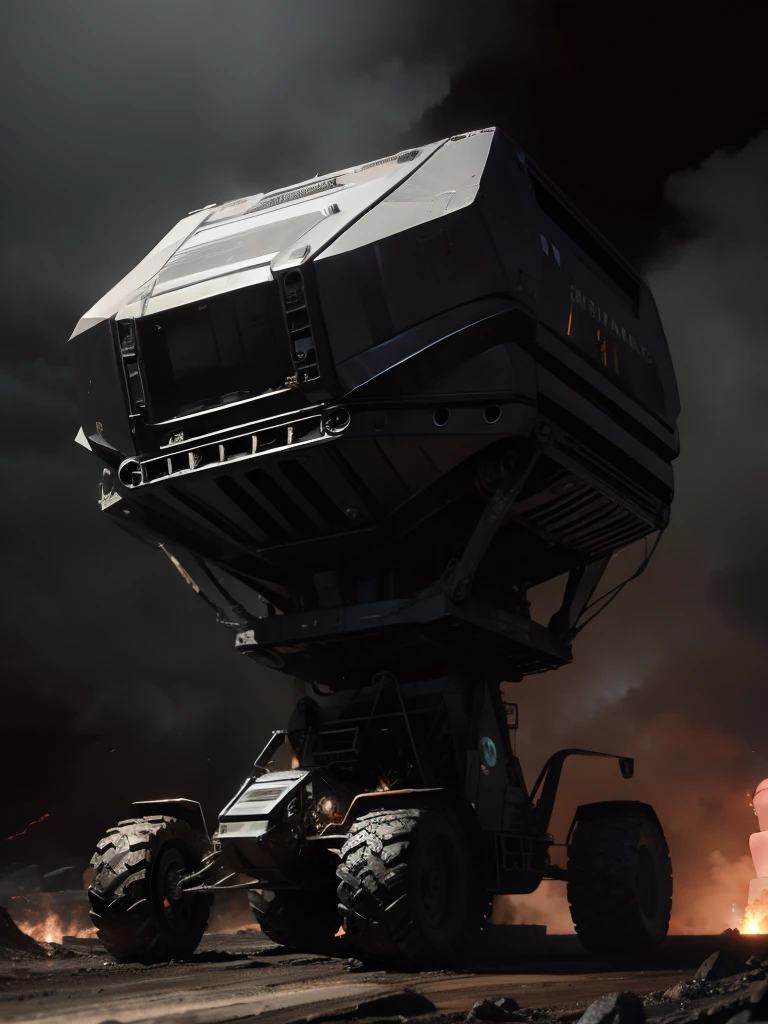 Giant 1000ft high alien mining machines and transport vehicles