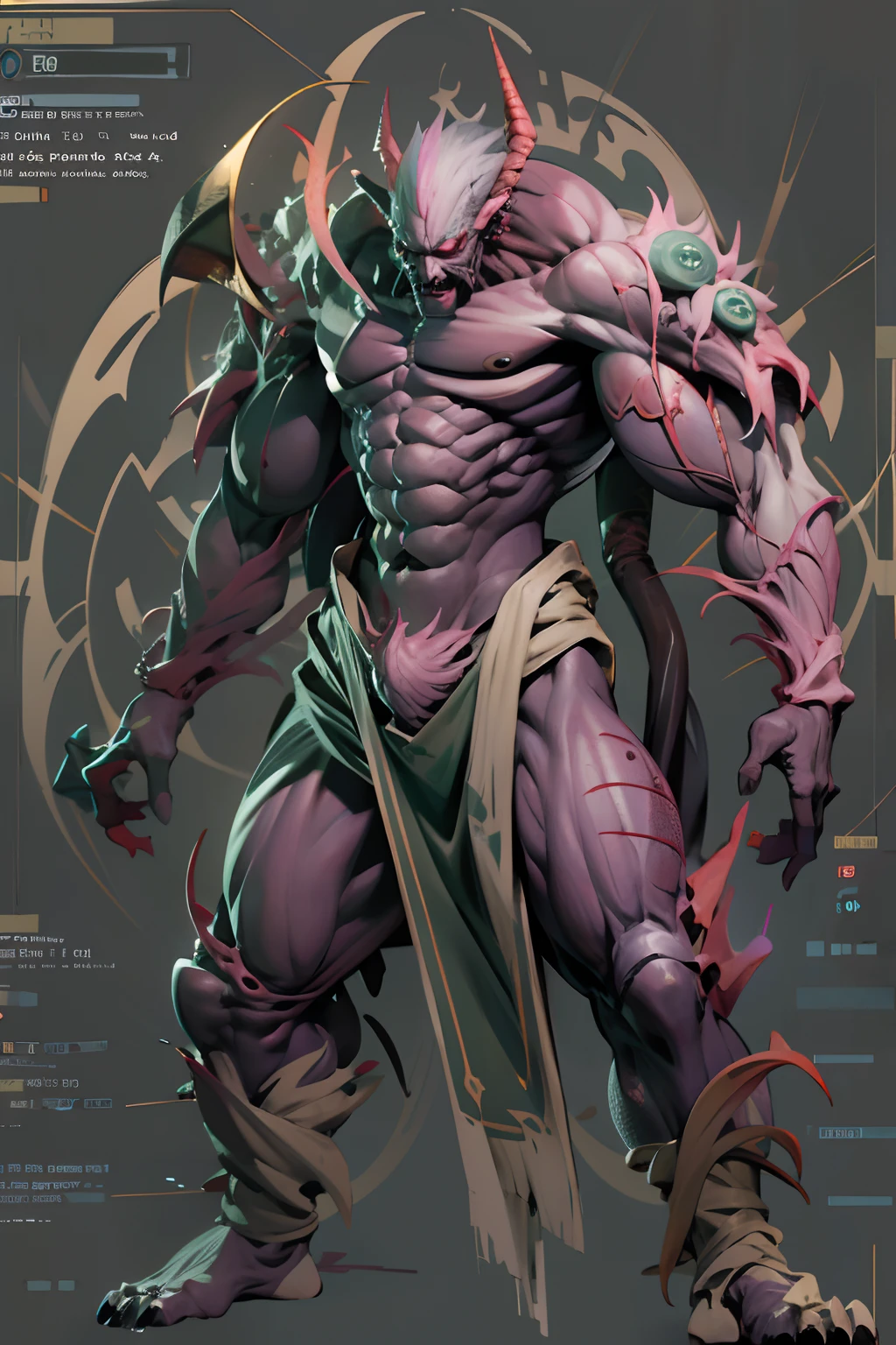 Game character standing drawing design,Hell creatures,short,Strong limbs,Muscle explosions,Covered with scales and barbs,cunning,shadowy,uncanny,terroral,scythe,Fighting posture,(full bodyesbian:1.4),with black background,clean backdrop,depth of fields,high light,Real light,Ray traching,OC renderer,UE5 renderer,Hyper-realistic,best qualtiy,8K,Works of masters,super-fine,Detailed pubic hair,Correct anatomy,