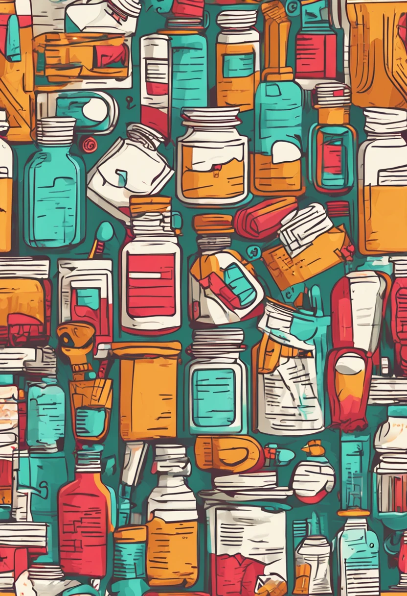 Close-up illustration of medicines，Flat 2D illustration，Cartoon style illustration，Vector illustration，high quality illustration，UI illustration