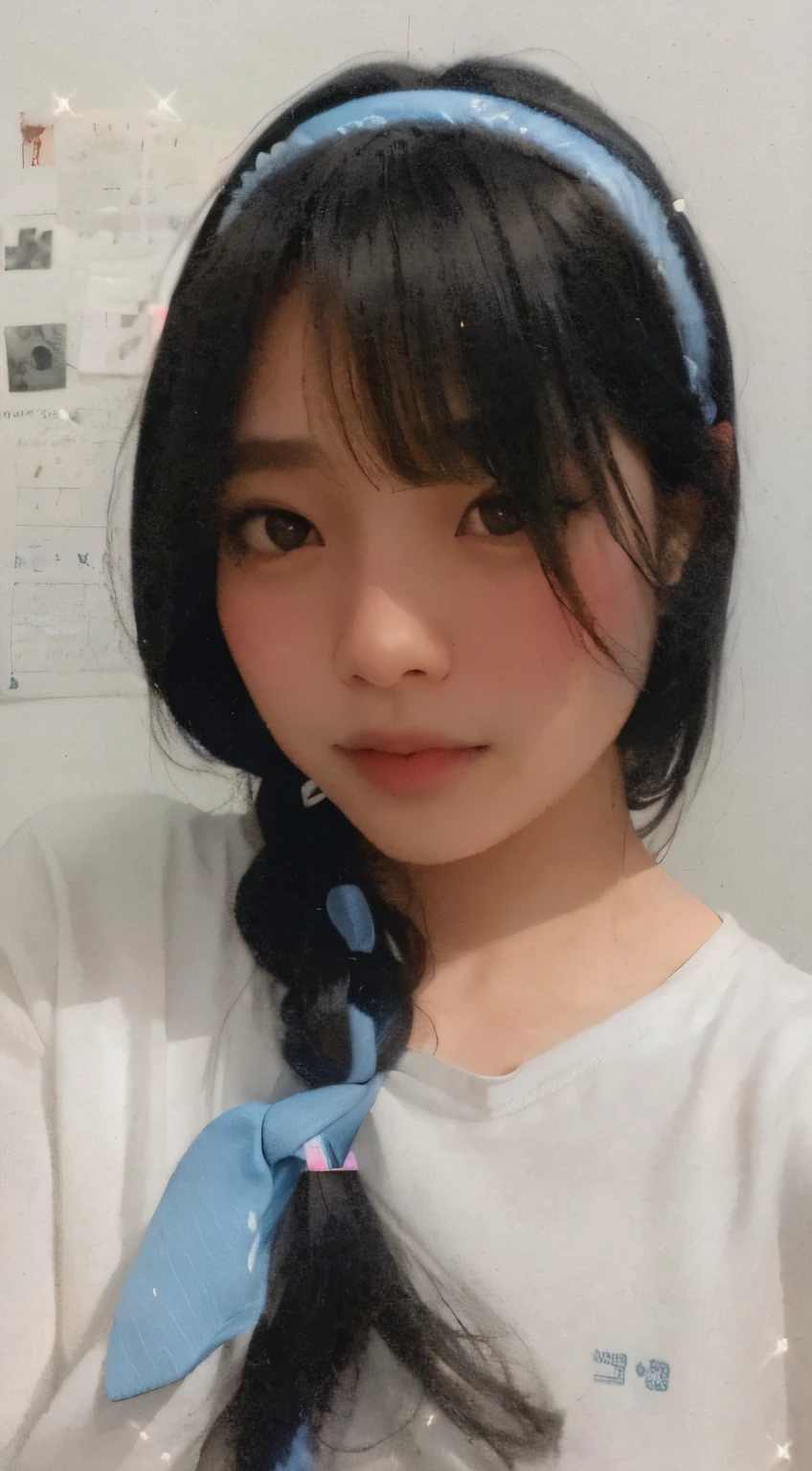 there is a woman with a blue tie and a white shirt, 2 7 years old, 18 years old, nivanh chanthara, 2 2 years old, 2 8 years old, 1 6 years old, 2 3 years old, dang my linh, sakimi chan, 21 years old, south east asian with round face, chiho