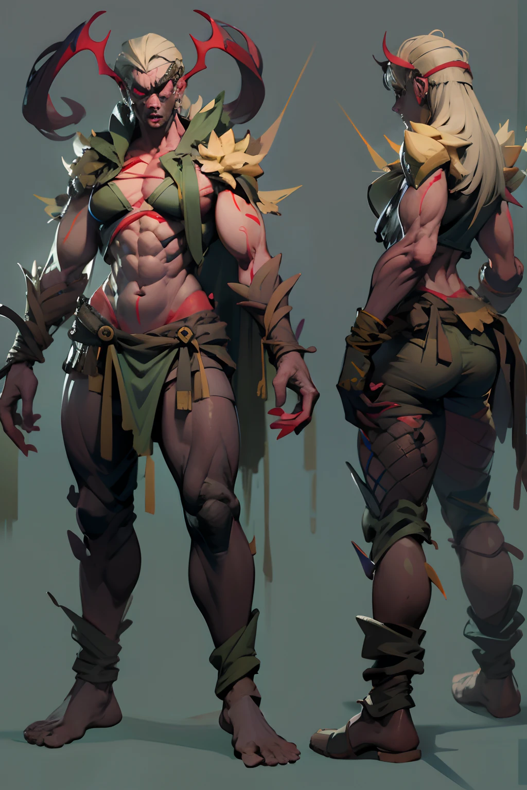Game character standing drawing design，Hell creatures，short，Strong limbs，Muscle explosions，Covered with scales and barbs，cunning，shadowy，uncanny，terroral，scythe，Fighting posture，（full bodyesbian：1.4），with black background，clean backdrop，depth of fields，high light，Real light，Ray traching，OC renderer，UE5 renderer，Hyper-realistic，best qualtiy，8K，Works of masters，super-fine，Detailed pubic hair，Correct anatomy，