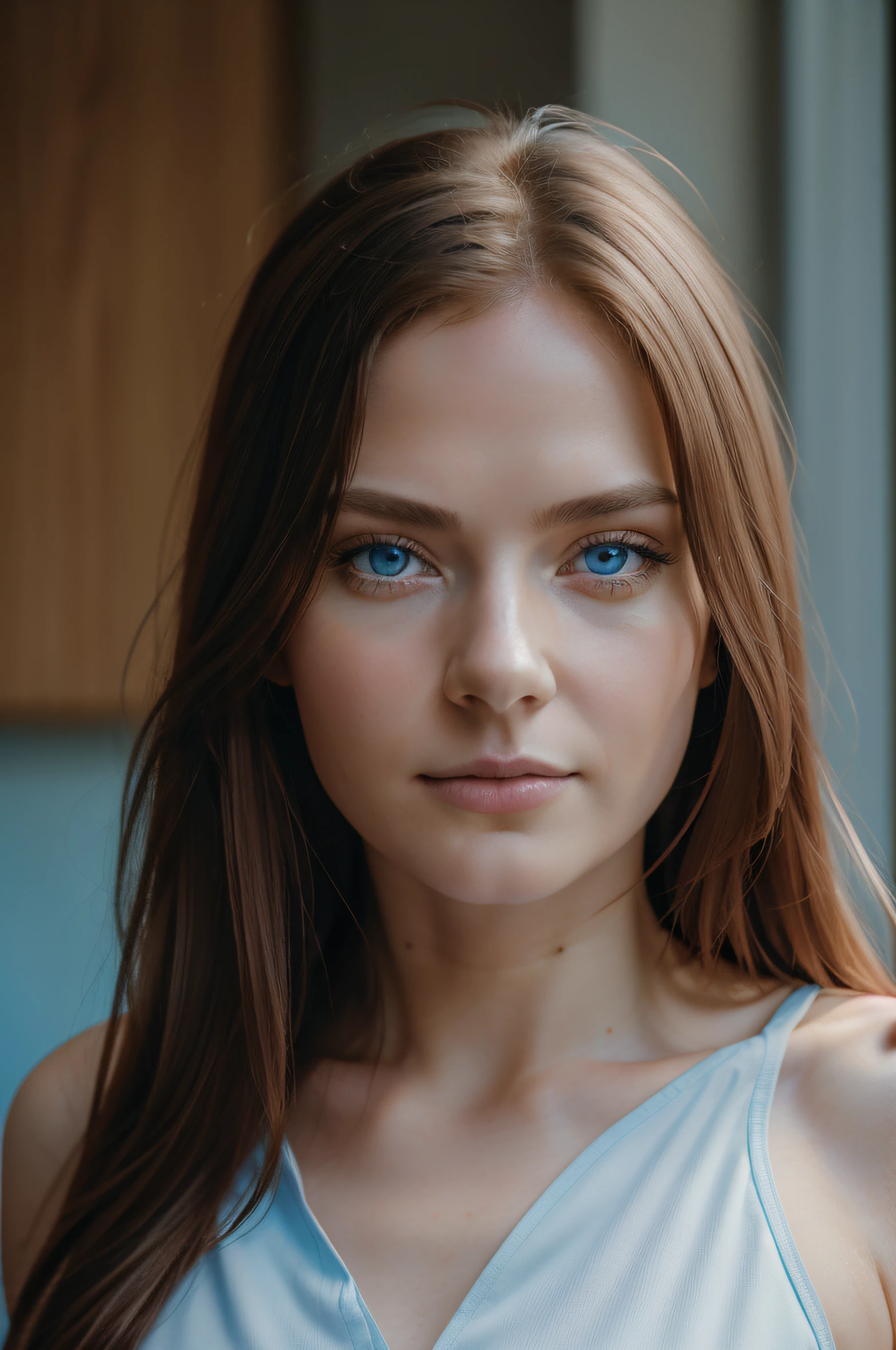 ((high detail skin)), ((white skin)), ((8k)), ((red long hair)), ((adult woman)), ((35 years)), ((female)), ((light blue eyes)), ((stand on)), ((focus: 1.2)), ((masterpiece)), ((photorealism)), ((high detail)), Canon EOS 5D Mark IV, DSLR camera, ((hight resolution)), ISO 100, f/2.8, 85mm, 1/125s, One Shot