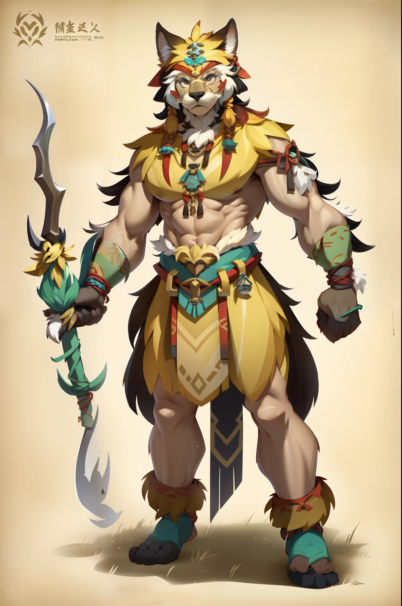 ((tmasterpiece)),(((Best quality at best))),tribal character design,Wearing primitive tribal style clothing,Wearing tribal jewelry,Young men,With a spear,Strong body,chest muscle,Ablack skin,Wearing nipple rings,(Plants growing on the body),A sapling grows from the chest,covered with plants,vine,The whole body from head to toe, ( Background with, white backgrounid: 1.3),