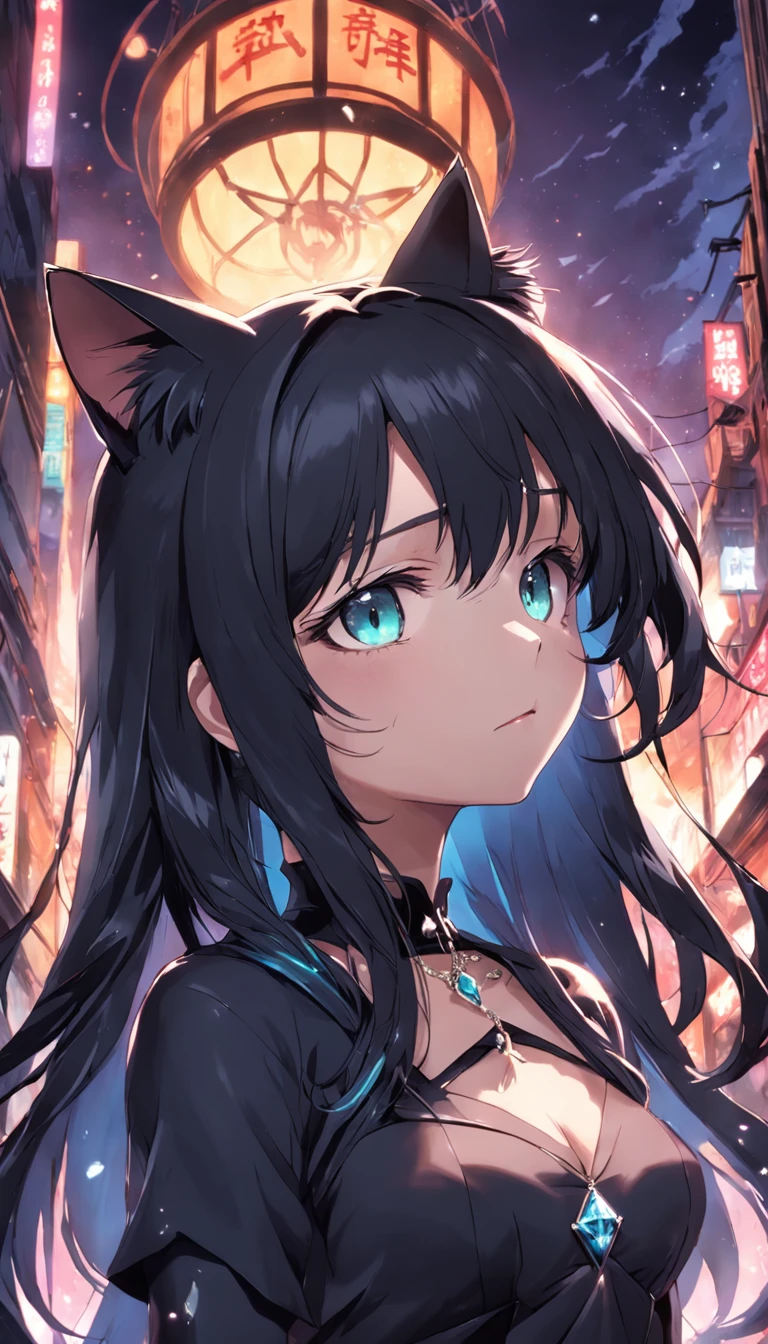 Black cat with diamond collar