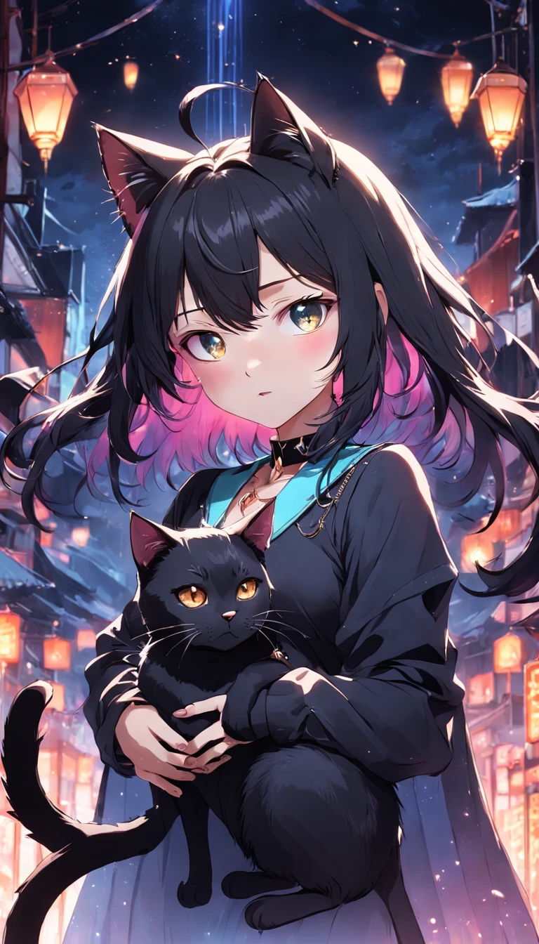 Black cat with diamond collar