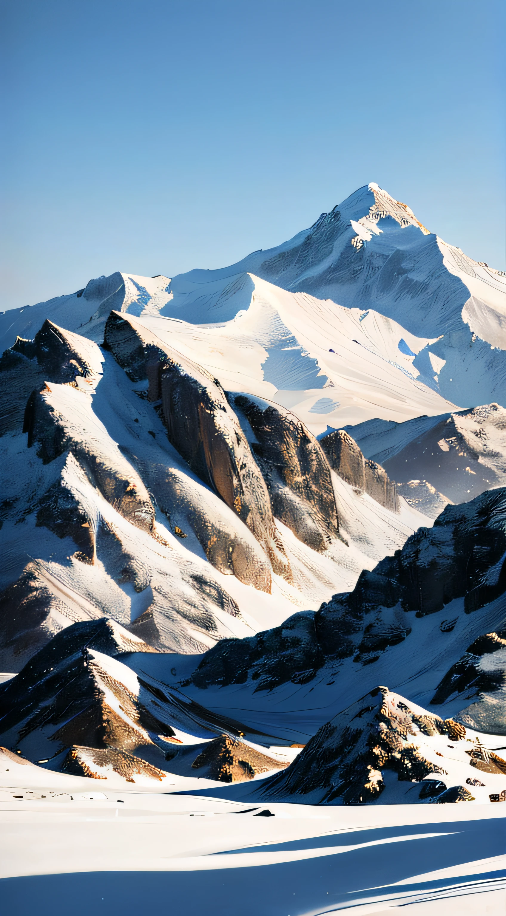 snow mountains,There are several peaks,Scattered