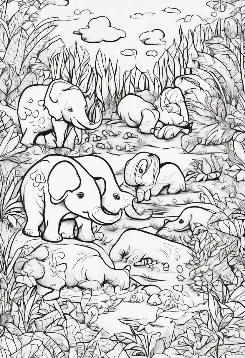 Create a detailed image of an adorable  animal suitable for a coloring book. 9:11, black and white