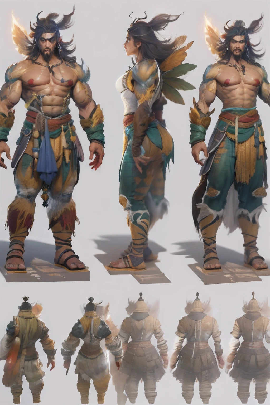 Game character standing drawing design,Creatures of Paradise,Strong limbs,Muscle explosions,massive wings,feater,Sunny and positive,Huge broad sword,Fighting posture,(full bodyesbian:1.4),with black background,clean backdrop,depth of fields,high light,Real light,Ray traching,OC renderer,UE5 renderer,Hyper-realistic,best qualtiy,8K,Works of masters,super-fine,Detailed pubic hair,Correct anatomy,