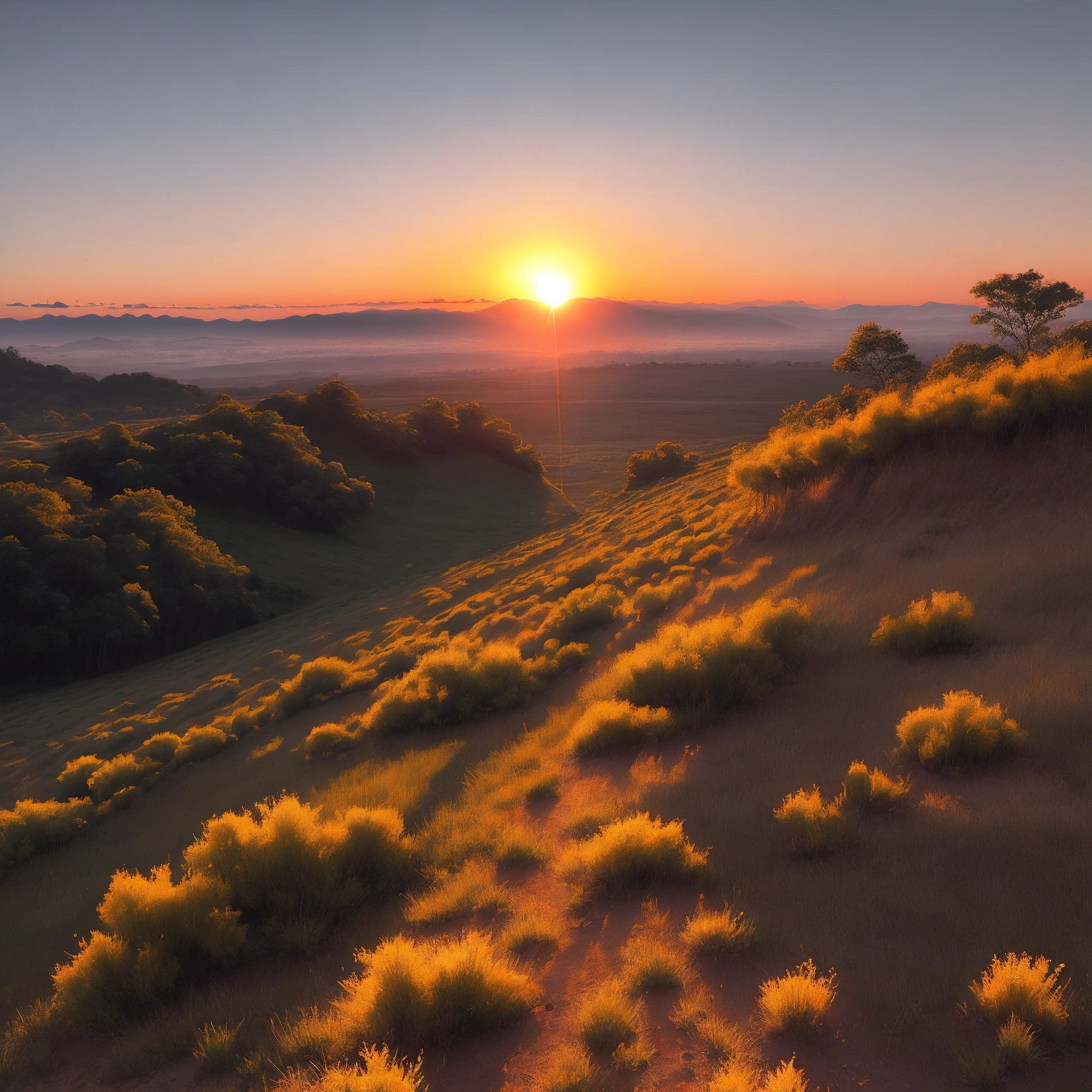 the setting sun