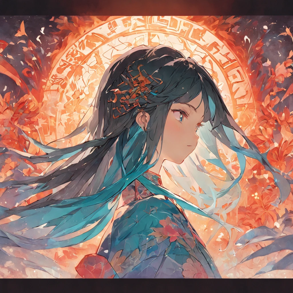 (White background:1.4),(Silhouette of a girl's head, Eyes closed, colorfull long hair, Oriental elements),(Chinese illustration:1.3,paper art:1.3, Quilted paper art:1.2),( reasonable design, Clear lines, High sharpness,Best quality, Very detailed, Masterpiece, movie light effect, 4K )