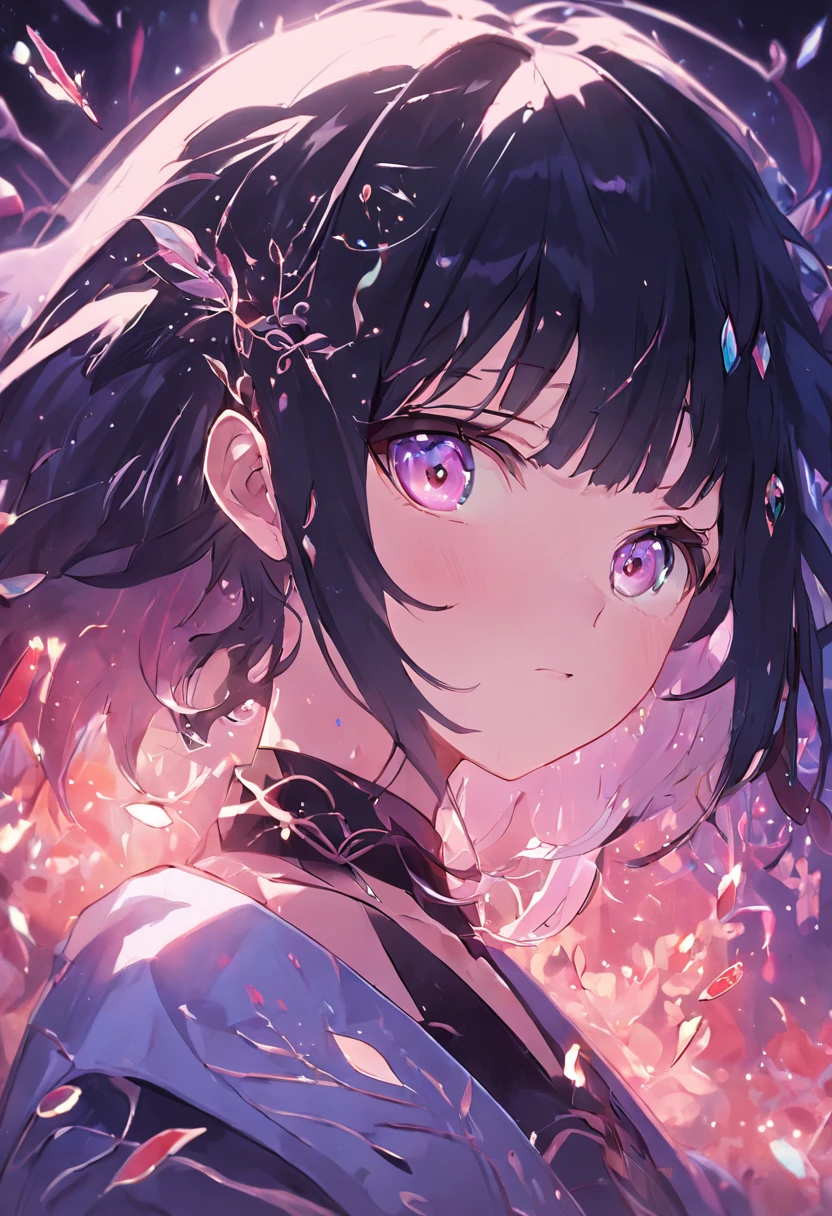 Black hair, wince, long eyelasher, Light smile, jeweled branch of hourai, Makeup, parted lip, Moles under eyes, shadowing, Cubist futurism, 8K, Super detail, ccurate, Best quality