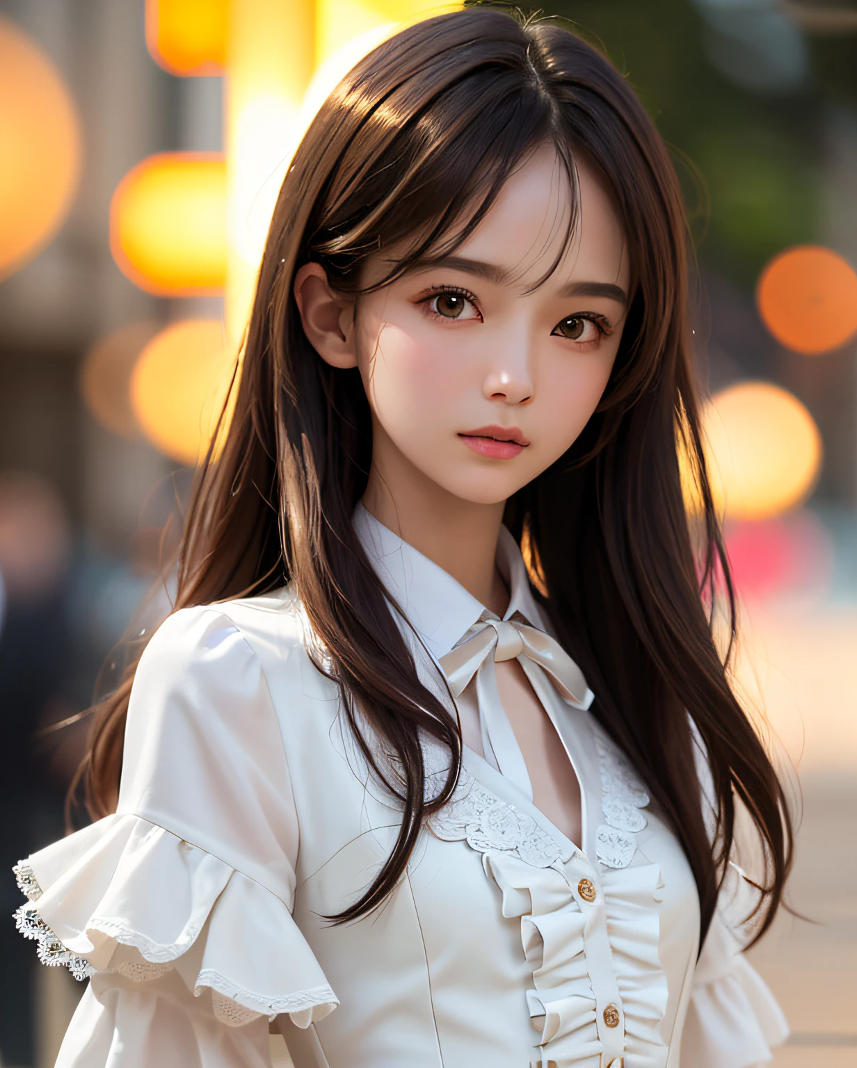 best quality, ultra hi res, photoreaslistic, a photography of a beautiful girl,  detailed face, undressing, (detailed Cropped lace blazer with a lot of frills and ribbons), Mountain, (face close up), seductive look, looking at another, random background, Sofia, 
Pure_Innocent_girl, pureerosface_v1, (upper body),  pov, (((depth of field))), pale and lustrous skin, (small breasts), neon glow, random background,  vivid,detailed, realistic, beautiful, stunning lighting, stunning reflections, sun rise, bokeh mood,  very long hair,,