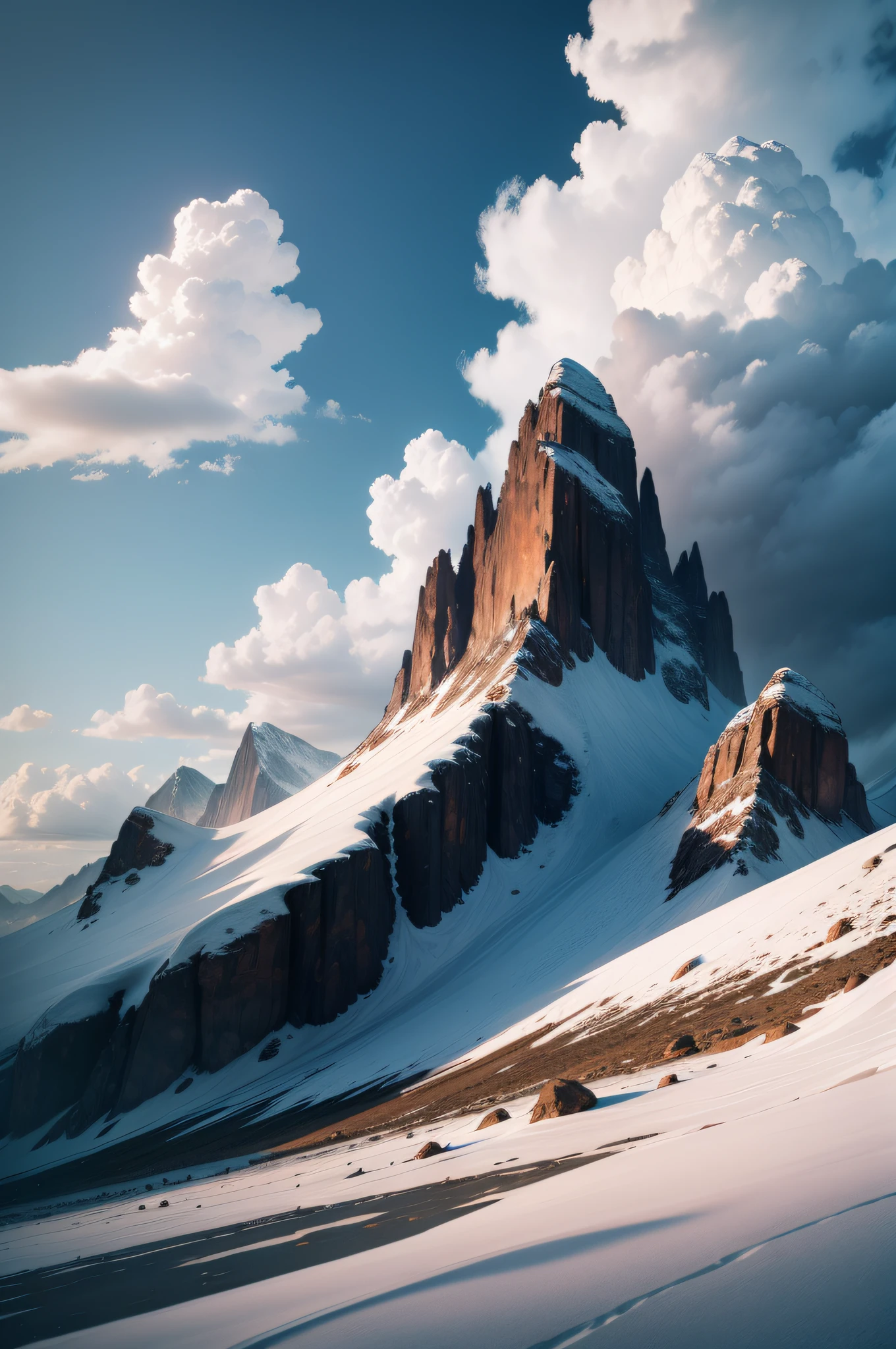 8k,mountain water,There are clouds