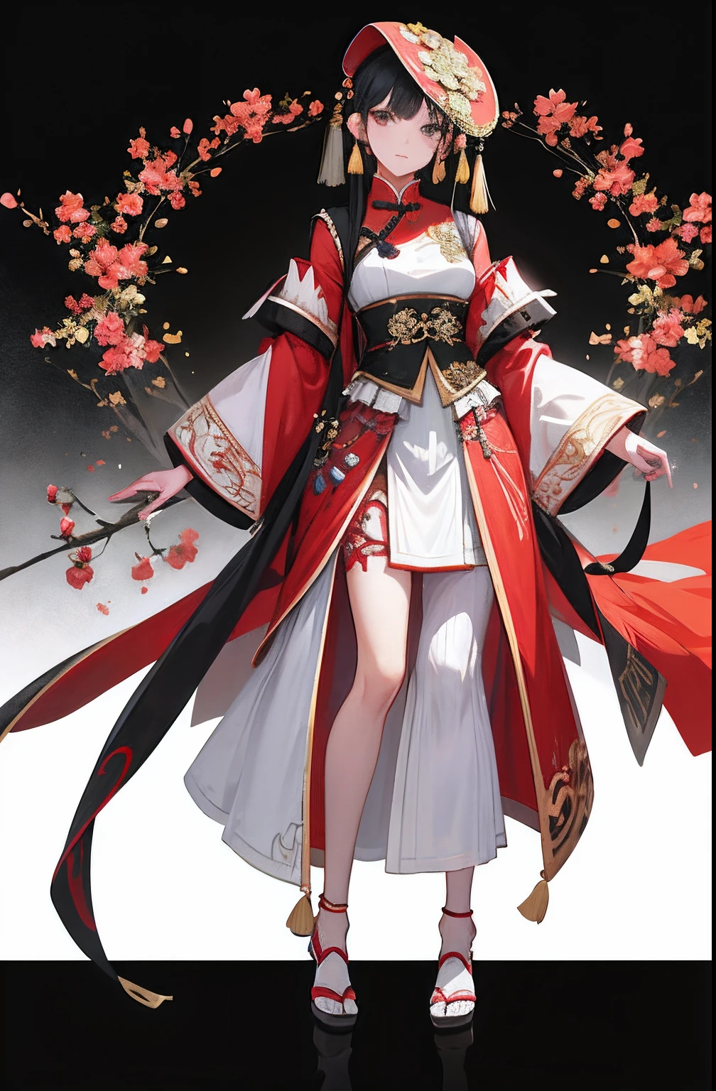 (absurderes,A high resolution,ultra - detailed),1girll,period costume,New Chinese costume,Full body standing painting
