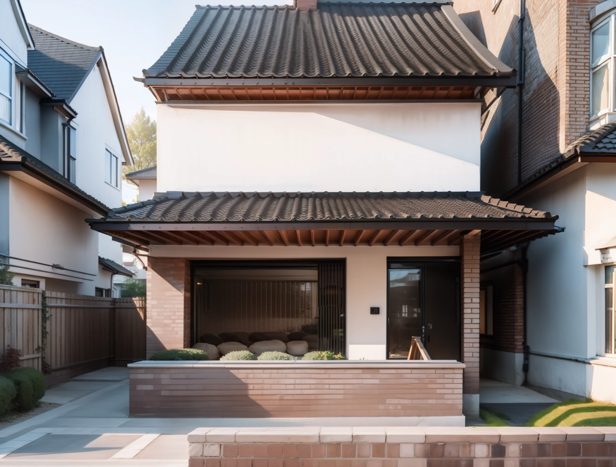 Realistic walls,Need to have eaves,There is a sense of design,Red bricks cover the perimeter surface