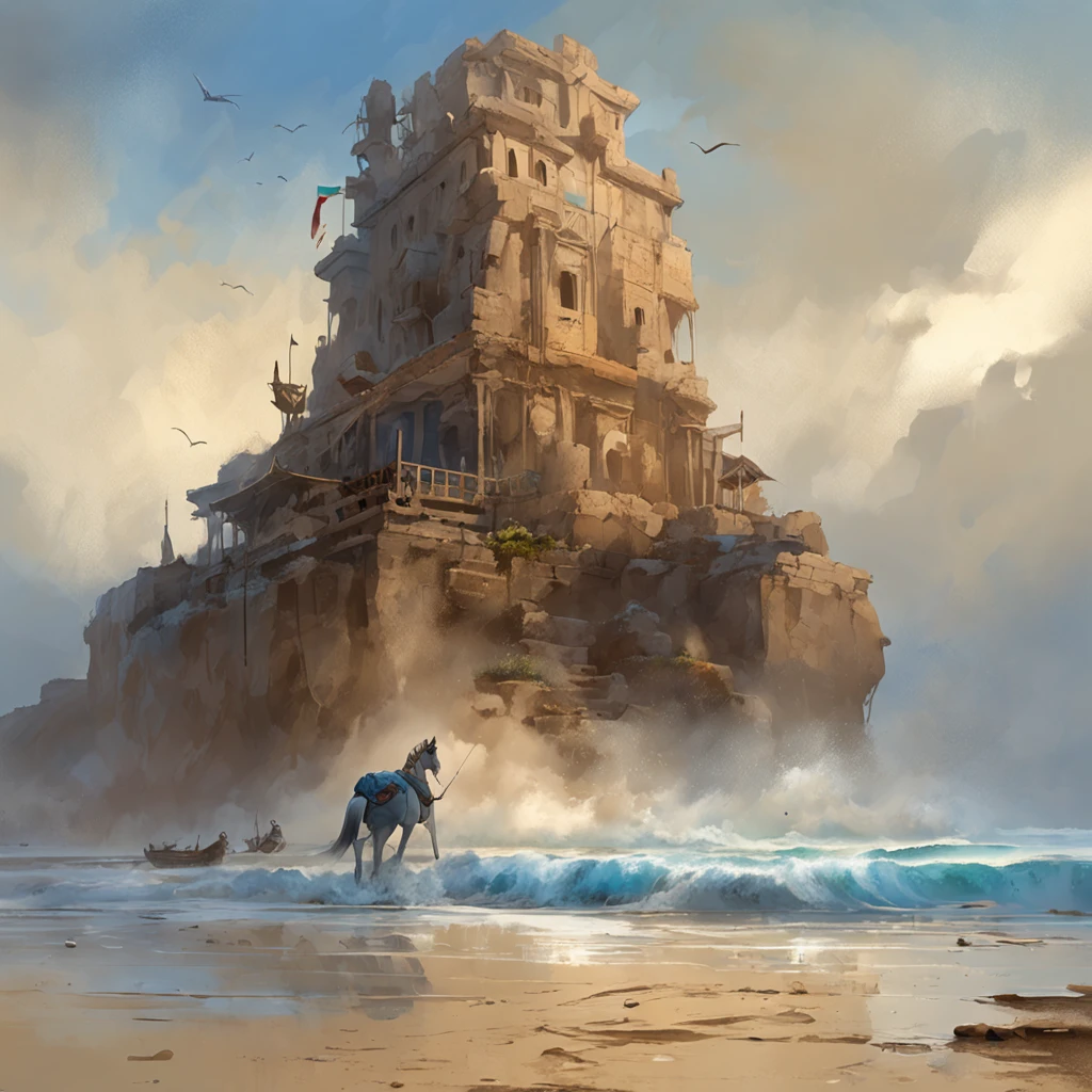 a sea goddess, gorgeous, long hair. Dense fog on the ground, Blue light on the horizon, Unreal Engine 5, Cinema, low angle photography, Motion blur, Depth of field, Dust, Cobblestone and dirt. Splash Art, paint drip. Perfect color grading. Influenced by Karel Appel and Jeremy Mann, Full of dramatic and menacing scenes, Super Detail, Beautiful, frenzied detail, Intricate detail, editorial photography, shot with 50mm lens, Depth of field photo, Tilt blur, Shutter speed 1/1000, f/22. Light Map, Super Bright