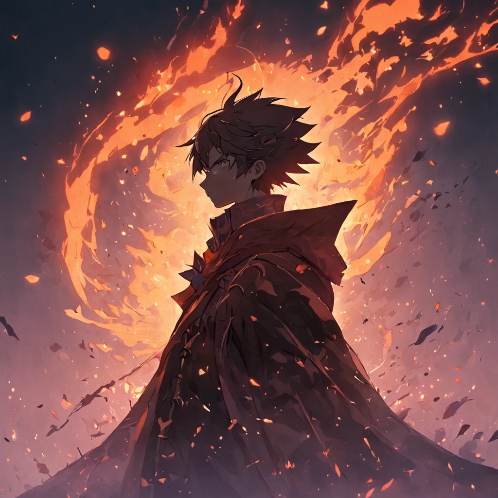 Silhouette of a hunter in Yan'an City, Bloodborne, Glowing eyes, T-shirt design, dark magic splash, Gothic, Halloween, Burn orange gradient, magic, Nature, Clean background, Magic splash, 3D vector art, Fantasy art, Watercolor effect, Bokeh, Adobe illustrator, Hand-drawn, Digital painting, Soft lighting, Isometric style, retro aesthetic, 4K 分辨率, using Cinema 4D, Natural lighting, Cinematic, Masterpiece, Highly detailed, Intricate, Ultimate texture, Horror, Terry Farsin, Creepy, Scary