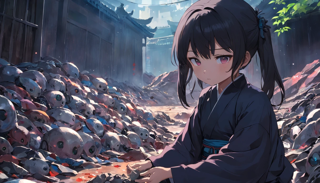 Haotian sat quietly next to the waste pile，The surrounding area is dilapidated，Holding a black shiny bead in his hand，He closes his eyes，Start chanting something like a mantra，A circle of faint light appeared around them。