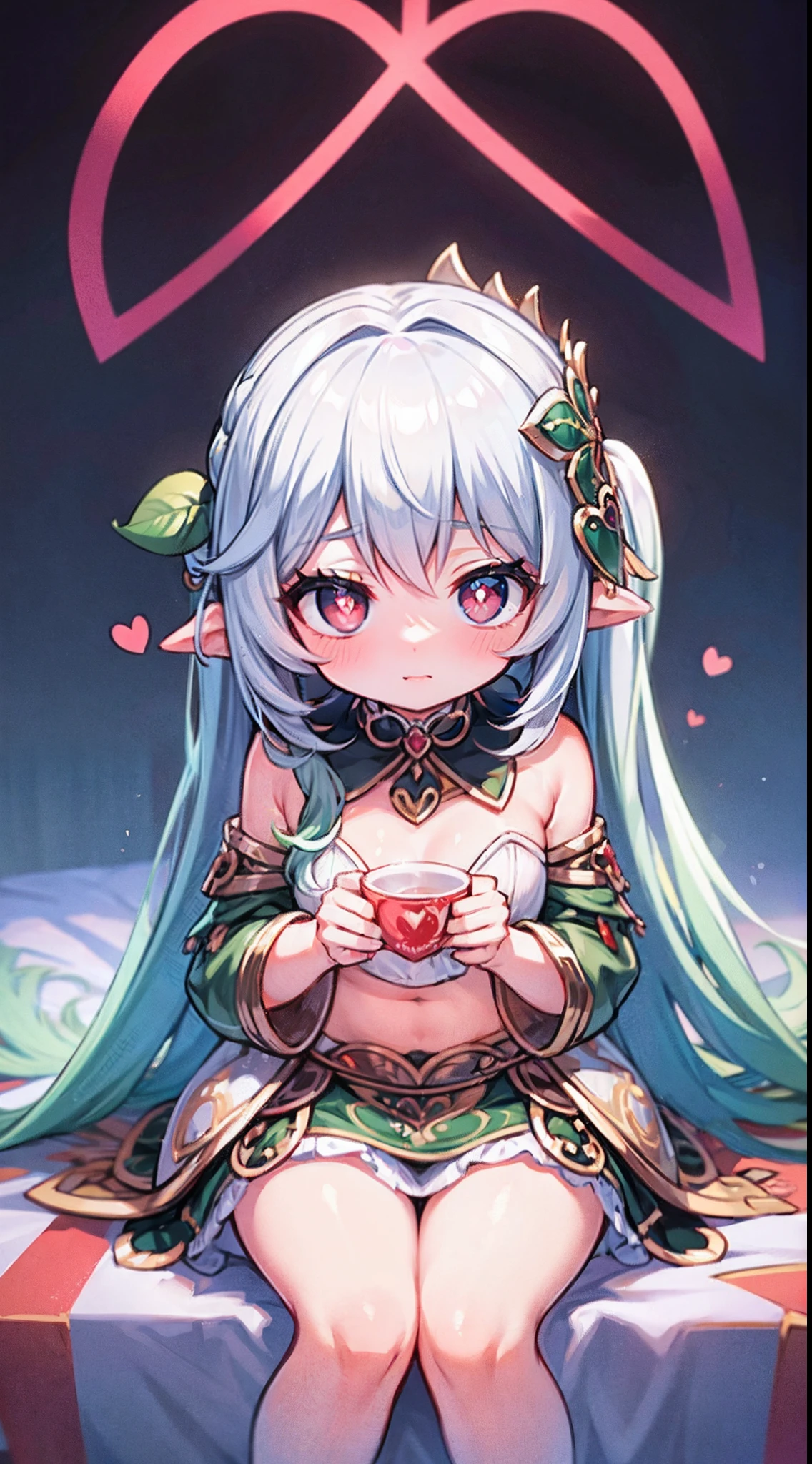 Nasida,flatchest,long skirt,Sitting down, A cup,High detail, Heart-shaped pupils,Love pupils,cropped shoulders,Lots of hearts,Fleshy thighs,highly rendered,detailed face with,White stockings