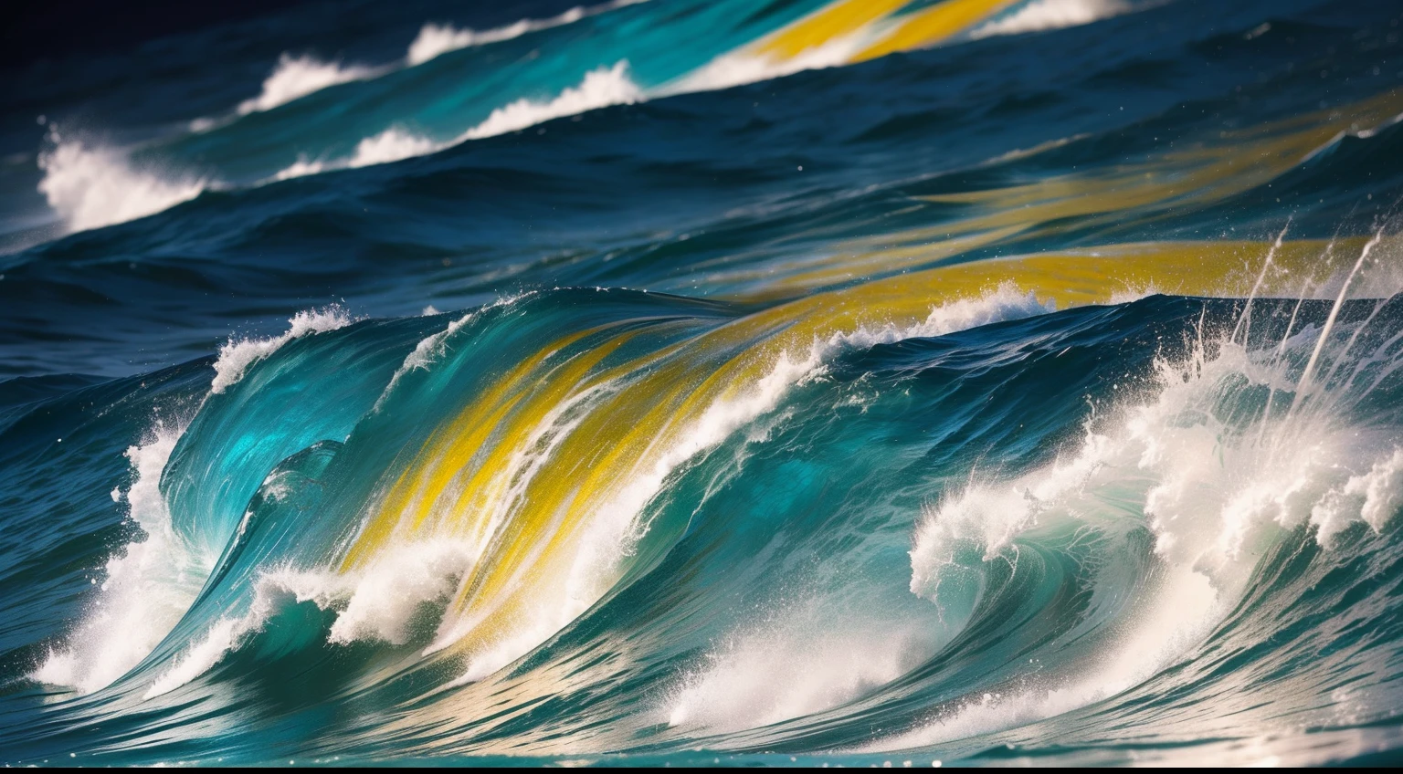 Crea una fascinante obra de arte abstracta con un enfoque en la fluidez y el movimiento. Utilice una paleta de colores rica y diversa, Blend tones seamlessly to evoke a sense of continuous movement. Explore the interplay between softness, Suave, Sharp shapes, Dynamic edges. Deja que los colores sangren y se mezclen, giving the impression of swirling currents or energetic vibrations. Incorporar elementos de la naturaleza, like gentle curves that resemble ocean waves, Vibrant bursts reminiscent of blooming flowers, or power lines that resemble gusts of wind. He fuses these natural motifs with abstract forms to create a harmonious and captivating composition.... Embrace the idea of serendipity and spontaneity while allowing colors and shapes to take shape organically. Anima a la obra de arte a desarrollarse como un viaje, invitar al espectador a explorar e interpretar las profundidades del paisaje abstracto. This work of art should inspire a sense of wonder and fascination.., Atraer a los espectadores a su fascinante mundo de colores y formas. The blend of abstraction and nature will transport observers to a realm of imagination and excitement...., leaving a lasting impression of beauty and creativity.