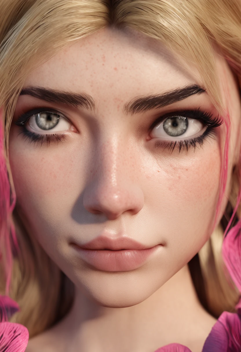(8k, 4k, best quality, highres, ultra high res:1.1), (masterpiece, realistic, photo-realistic:1.1), 1girl, face, close-up, twintails, blonde hair, black eyes, red lips, (looking at viewer:2), absurdly long hair, long eyelashes, eyeshadow, small face, big eyes,
bare shoulders,
high contrast,