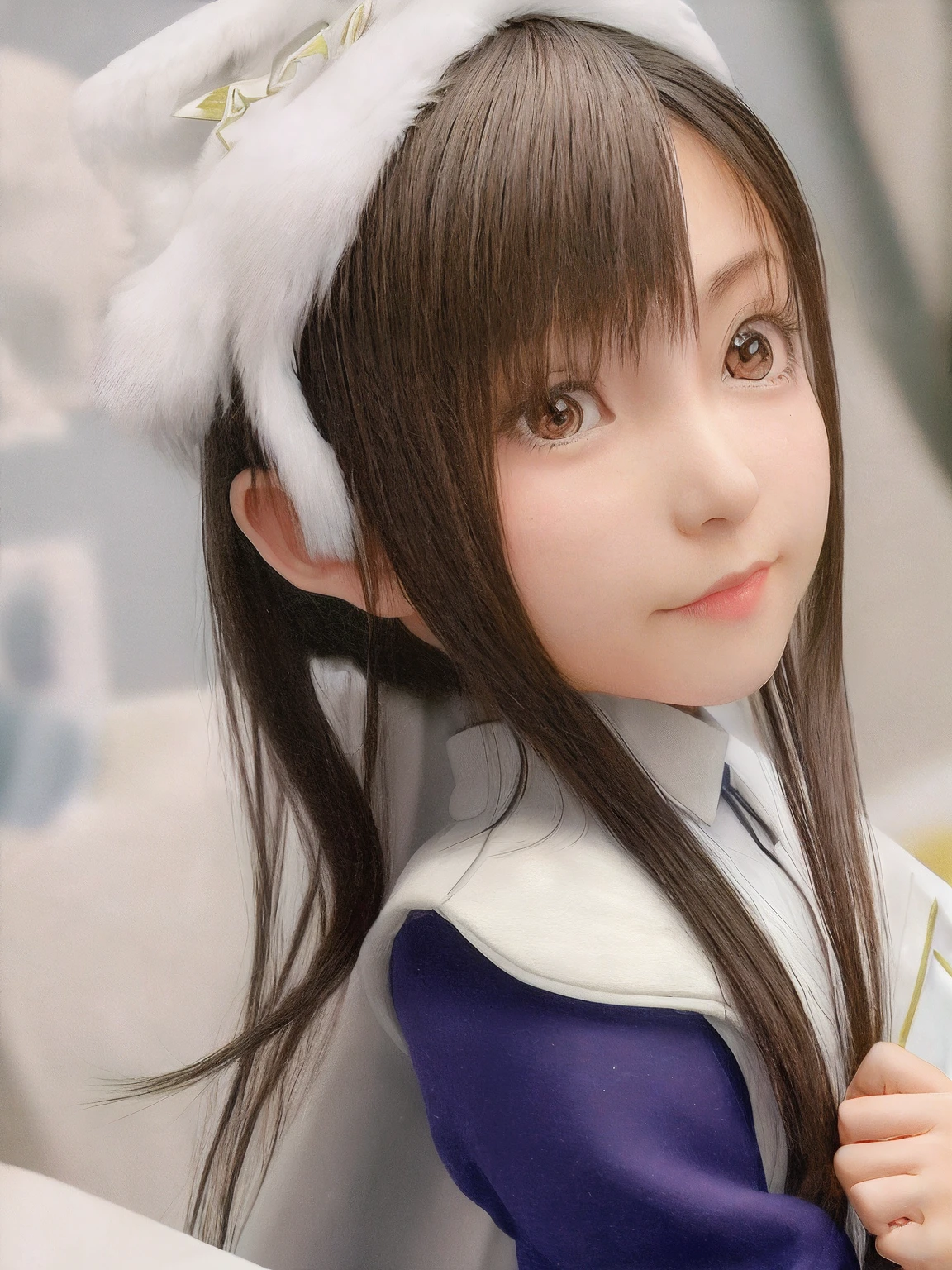(Daisaku),(Need),(Super meticulous),teens girl,1girl,tchibi,adolable,shy,By bangs,(beautiful detailed face),(美丽细致的眼睛),