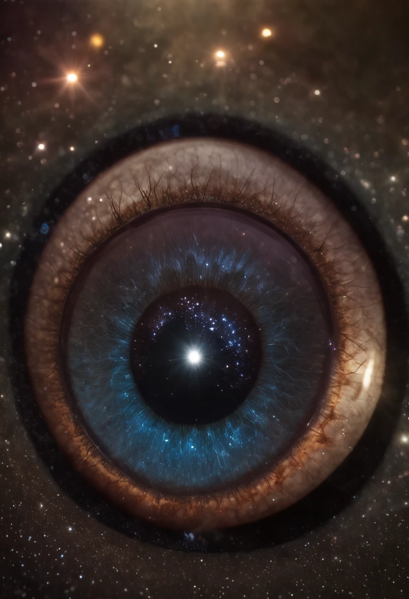 fish-eye lens、Super complex and detailed cosmic background, Countless twinkling galaxies and stars, Fantastic and sacred 、Countless small lights flashing、Blend into the darkness, Super complex, (Colorful colors = wanting) Flooded in (Despair = Dark Universe) A masterpiece that will continue to win many awards,Outer space without a single human being