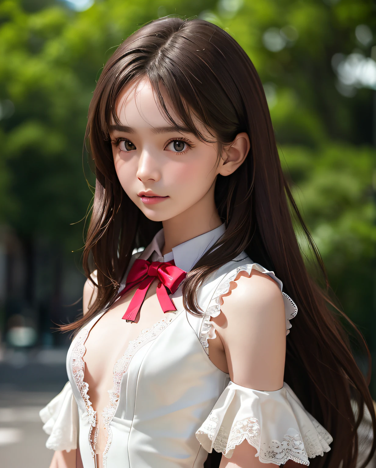 best quality, ultra hi res, photoreaslistic, a photography of a beautiful girl,  detailed face, undressing, (detailed Cropped lace blazer with a lot of frills and ribbons), Mountain, (face close up), seductive look, looking at another, random background, Sofia, 
Pure_Innocent_girl, pureerosface_v1, (upper body),  pov, (((depth of field))), pale and lustrous skin, (small breasts), neon glow, random background,  vivid,detailed, realistic, beautiful, stunning lighting, stunning reflections, sun rise, bokeh mood,  very long hair,,