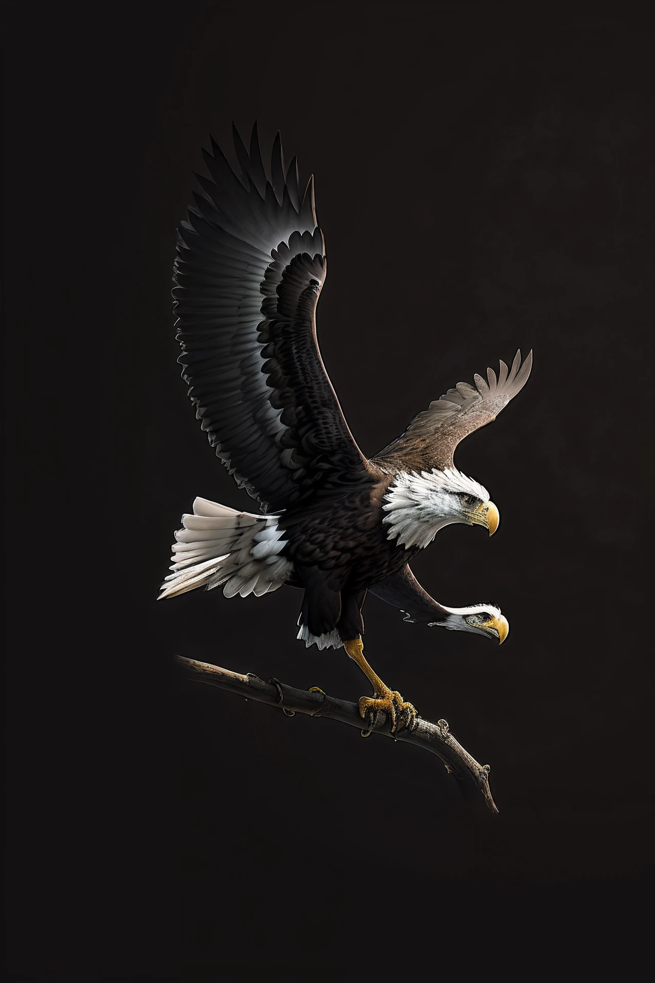 Eagle drawn from the front corner