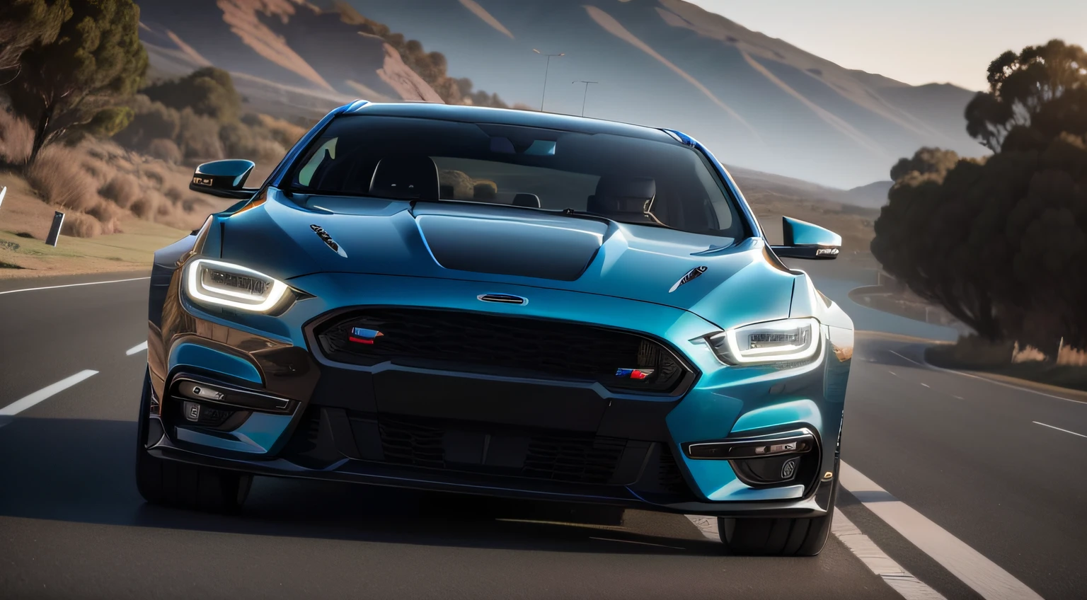 2025 Australian Ford Falcon GT Concept Car, Aggressive LED Headlights, 4 Door Sedan, Photo Realistic