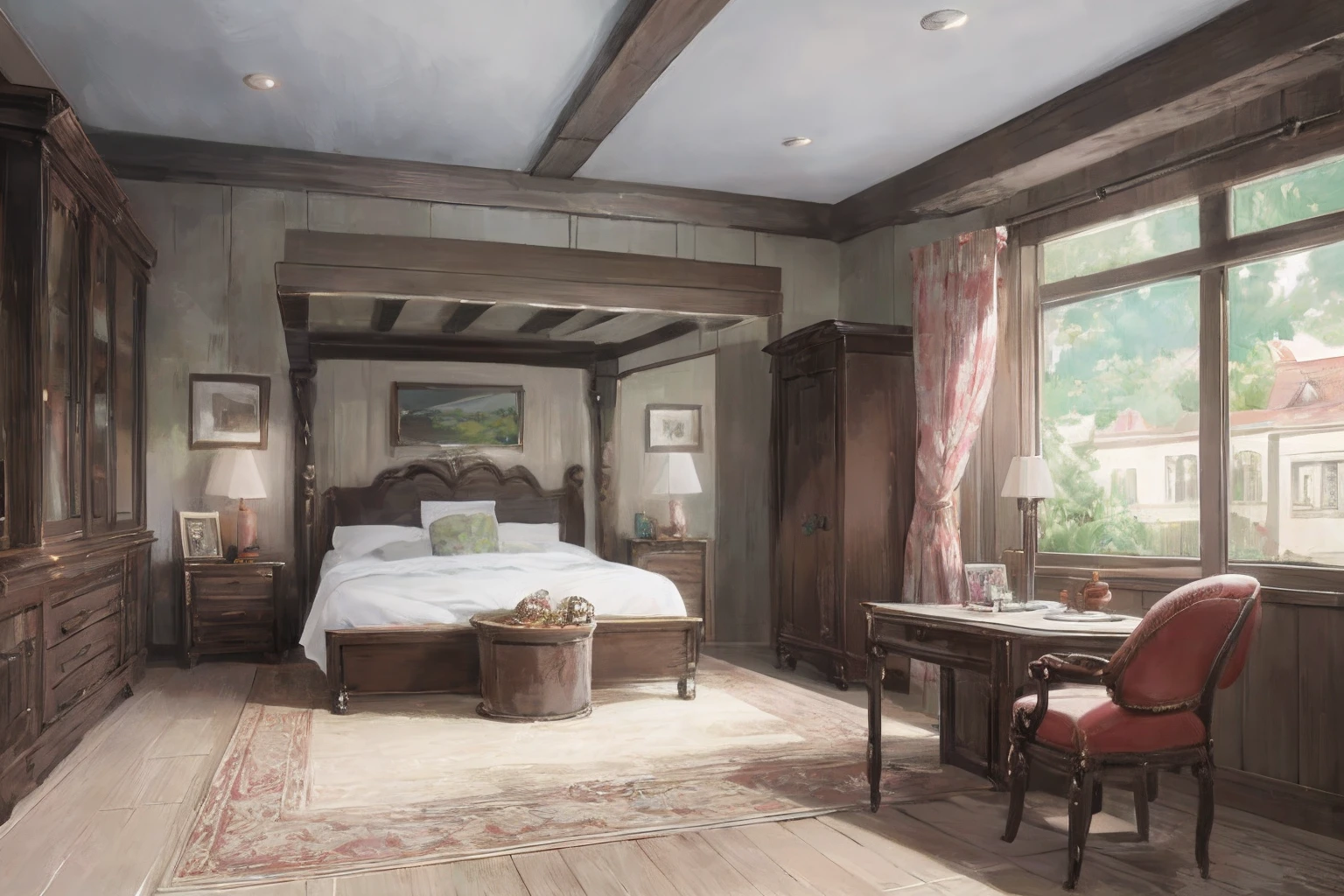 In the style of landscape、Making a bedroom