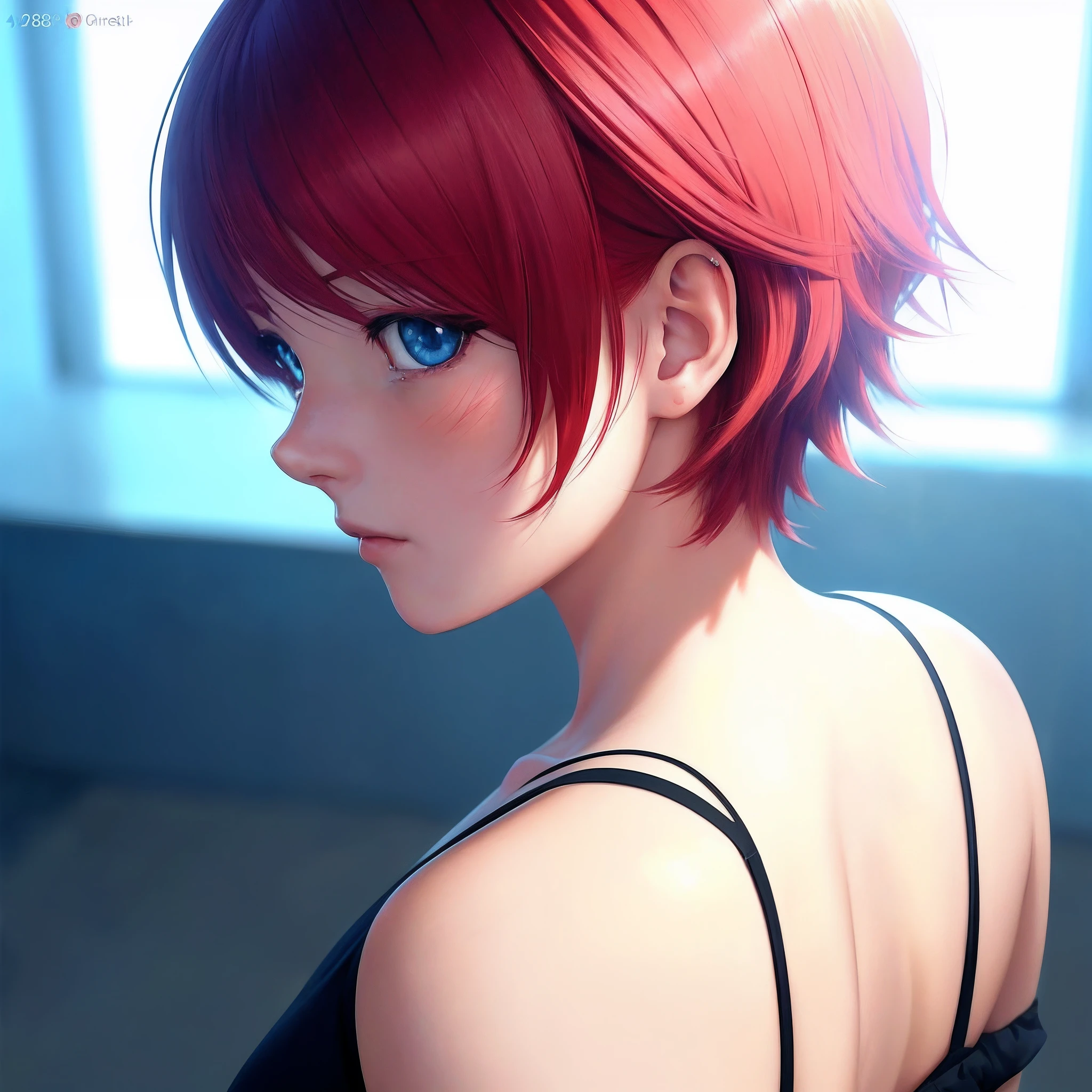 anime girl with red hair and blue eyes looking at the camera, smooth anime cg art, photorealistic anime girl render, realistic anime artstyle, anime. soft lighting, digital anime art, detailed digital anime art, beautiful anime portrait, beautiful anime girl, seductive anime girl, portrait anime girl, beautiful anime woman, profile of anime girl, anime girl portrait profile