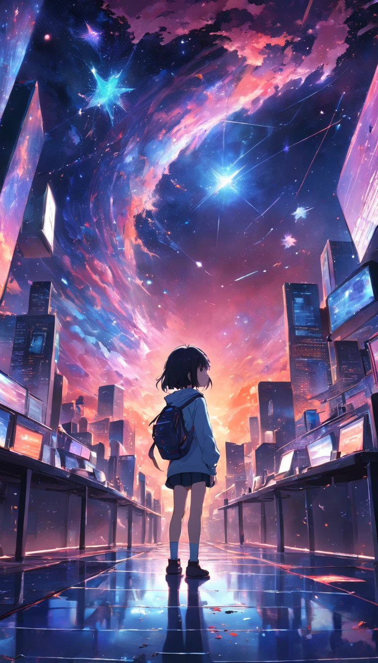 Amazing Programmer boy Desgining websites hypervisual space and stars