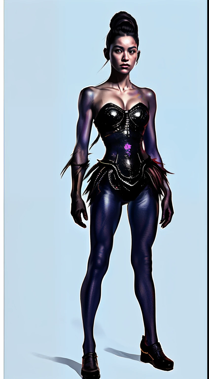 Game character standing drawing design，Hell monsters，short，Strong limbs，Muscle explosions，Covered with scales and barbs，cunning，shadowy，uncanny，terroral，scythe，Fighting posture，（full bodyesbian：1.4），with black background，clean backdrop，depth of fields，high light，Real light，Ray traching，OC renderer，UE5 renderer，Hyper-realistic，best qualtiy，8K，Works of masters，super-fine，Detailed pubic hair，Correct anatomy，