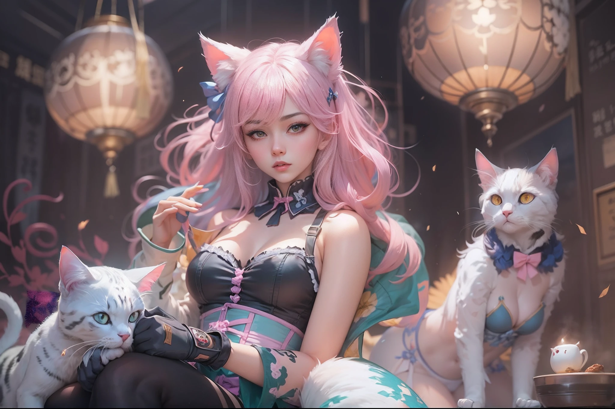 anime - style image of two women with pink and blue hair dressed in colorfull corset and cats, wlop and sakimichan, attractive cat girl, artwork in the style of guweiz, fantasy art style, 2. 5 d cgi anime fantasy artwork, fanart best artstation, by Yang J, trending on cgstation, wlop and ross tran, guweiz
Preparing