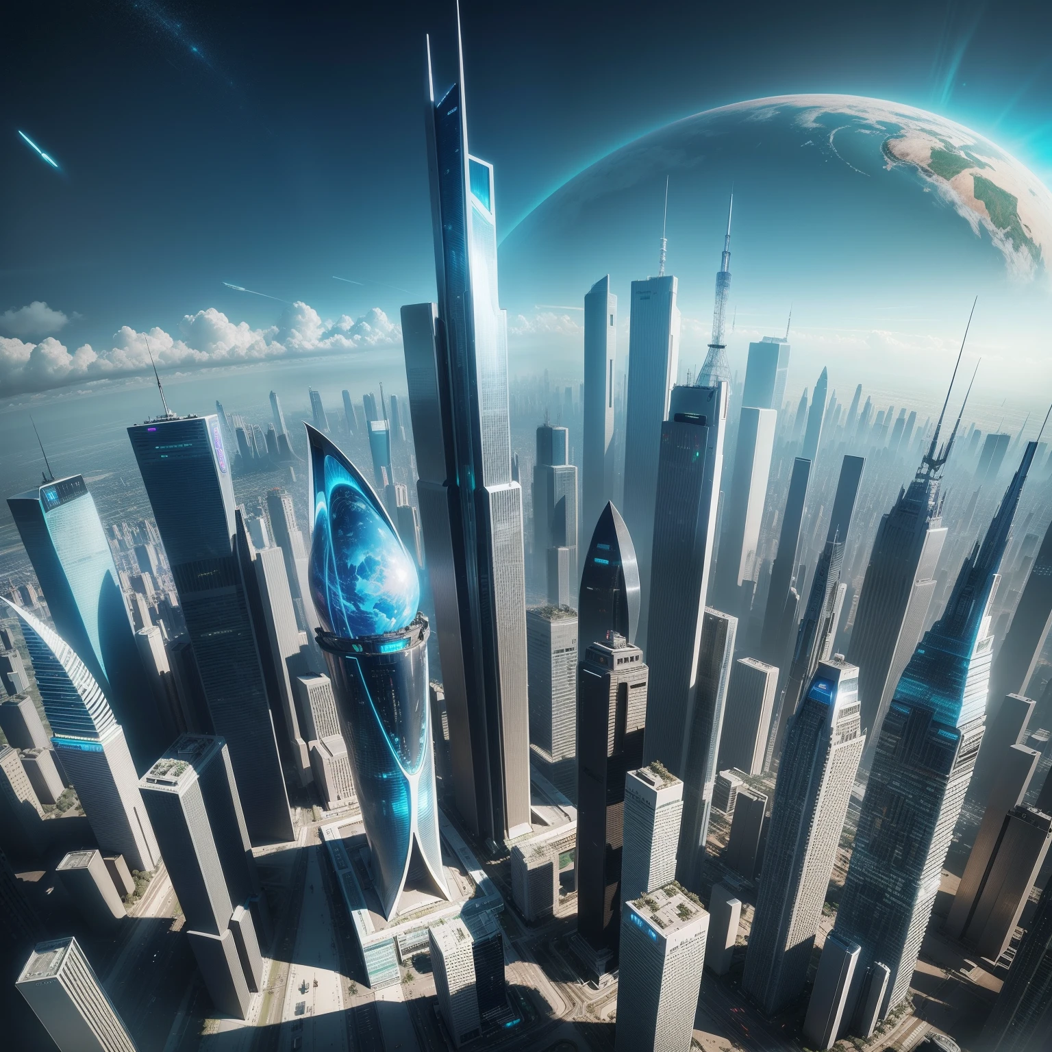 futuristic cities Skyscrapers cyberpunked Beautiful city planet earth SF Future World top-quality 超A high resolution dream Megacities
